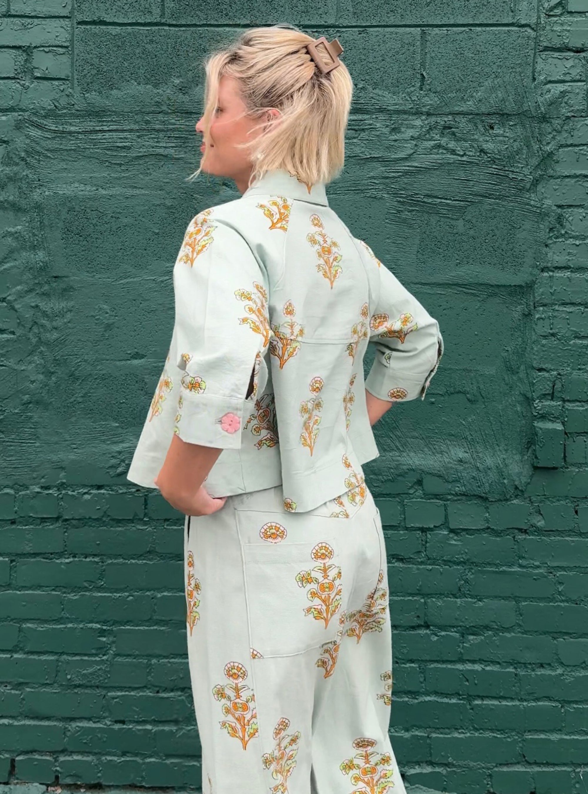 Ivy Jane Aqua Printed Swing Jacket