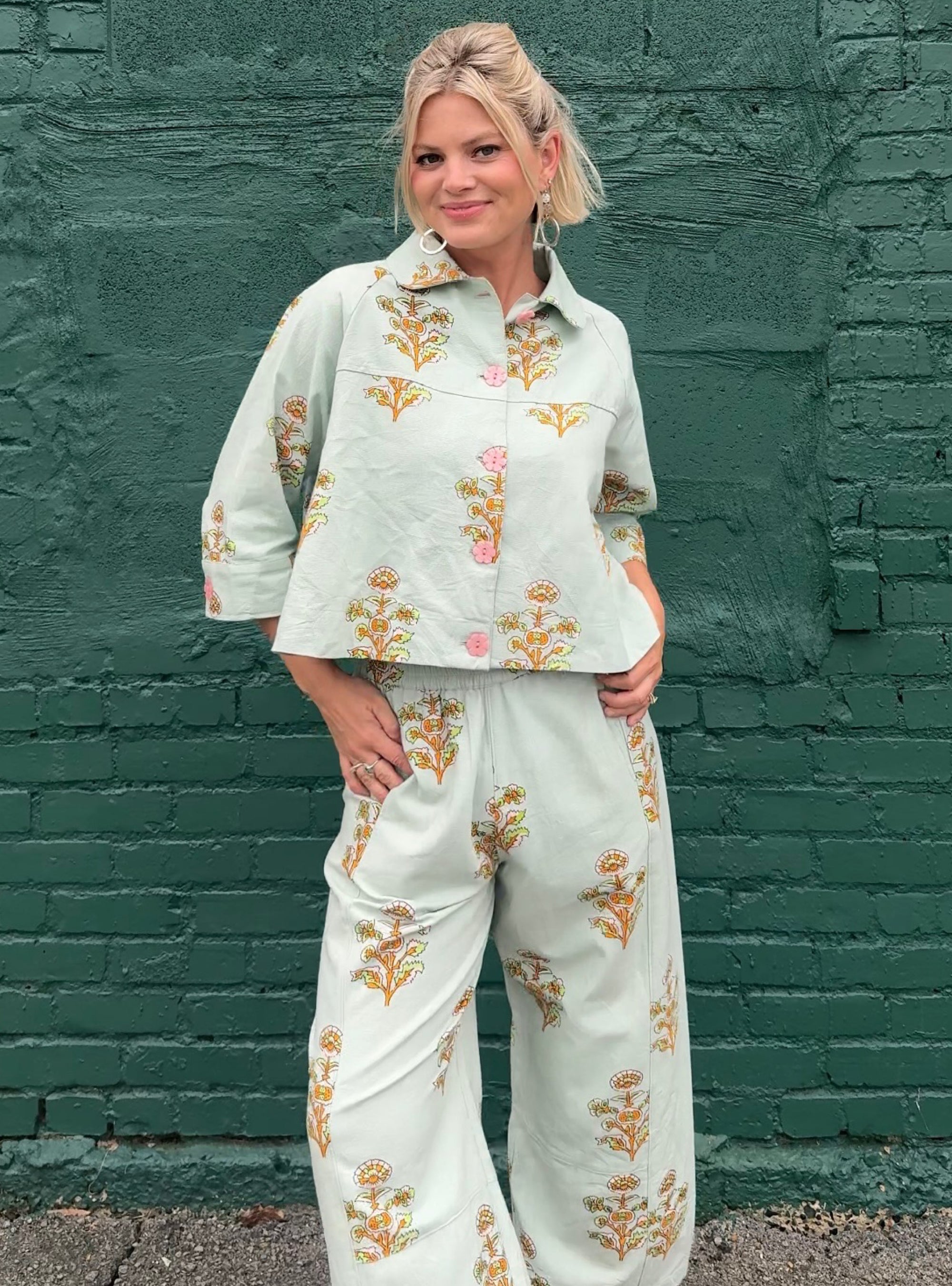 Ivy Jane Aqua Printed Swing Jacket
