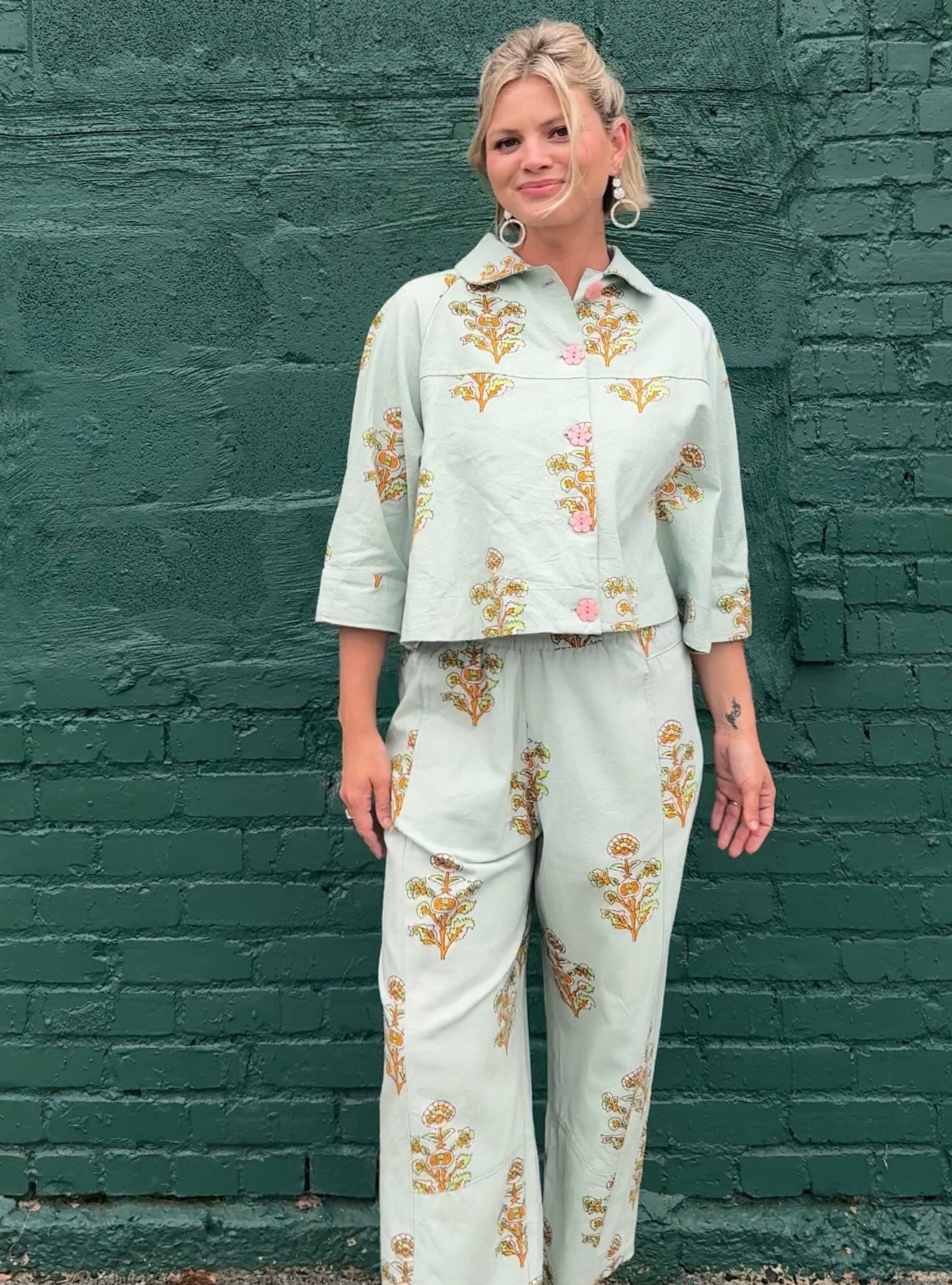 Ivy Jane Aqua Printed Swing Jacket