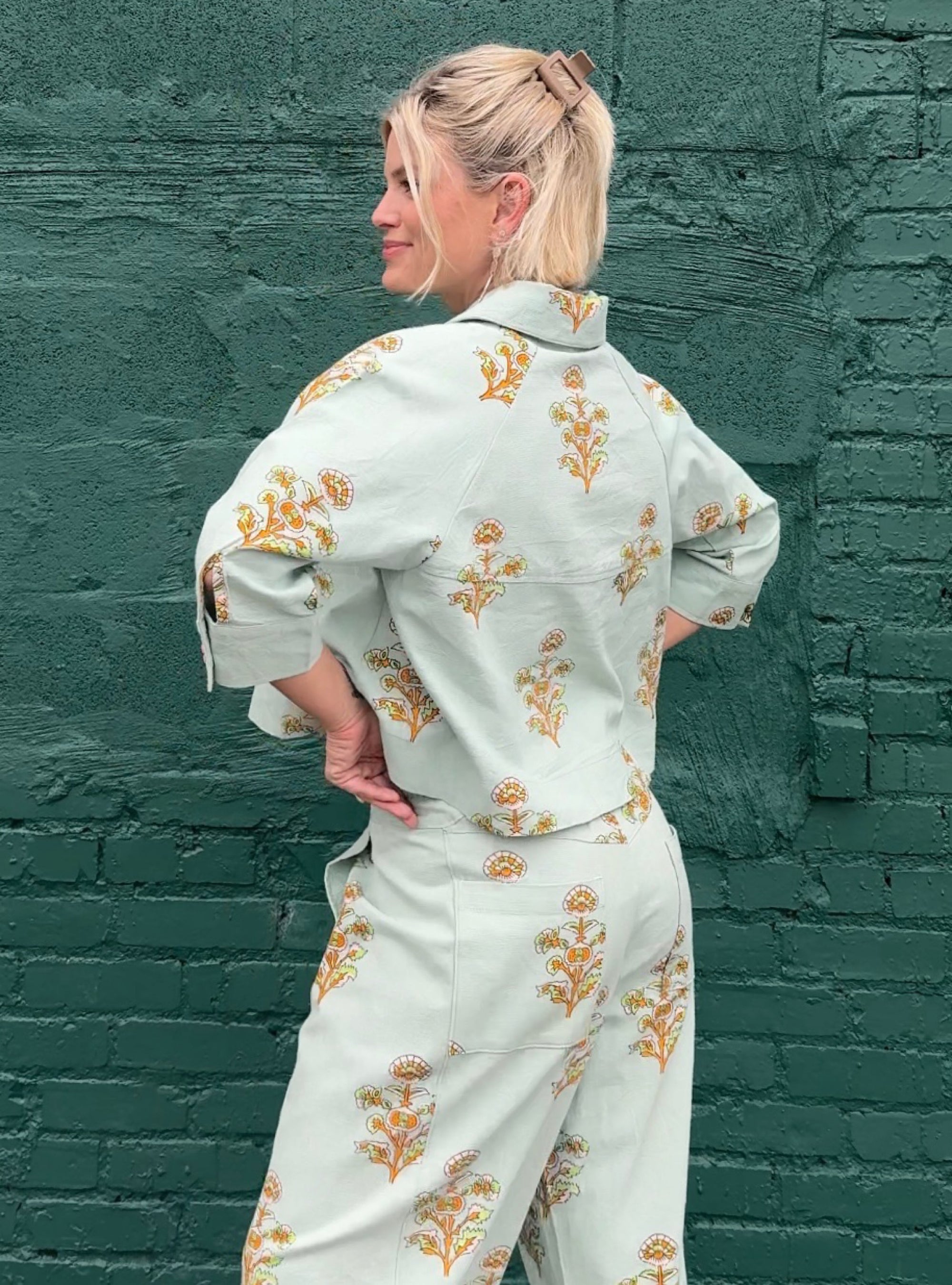 Ivy Jane Aqua Printed Swing Jacket