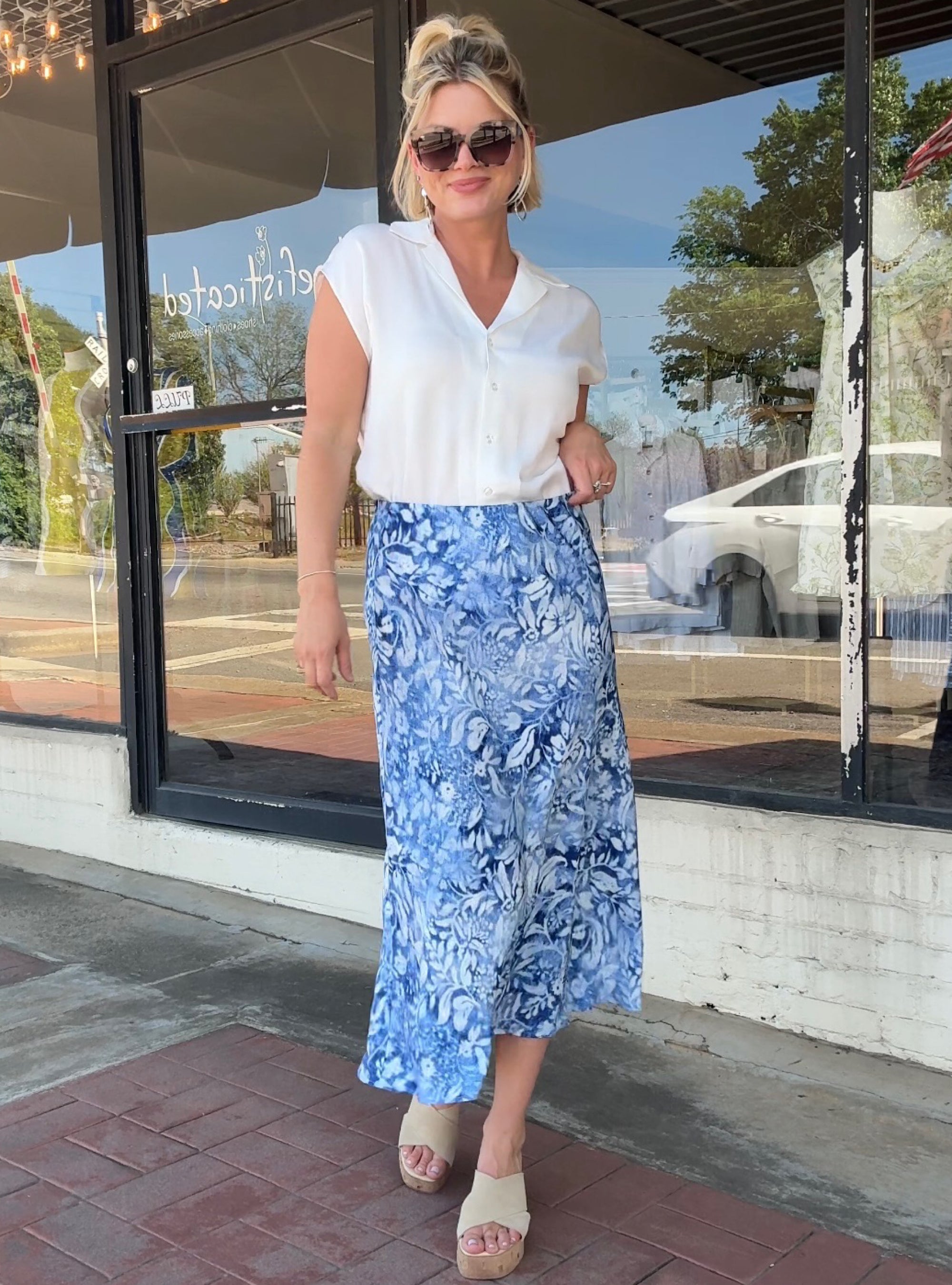 Renuar Coastal Chinoiserie Skirt