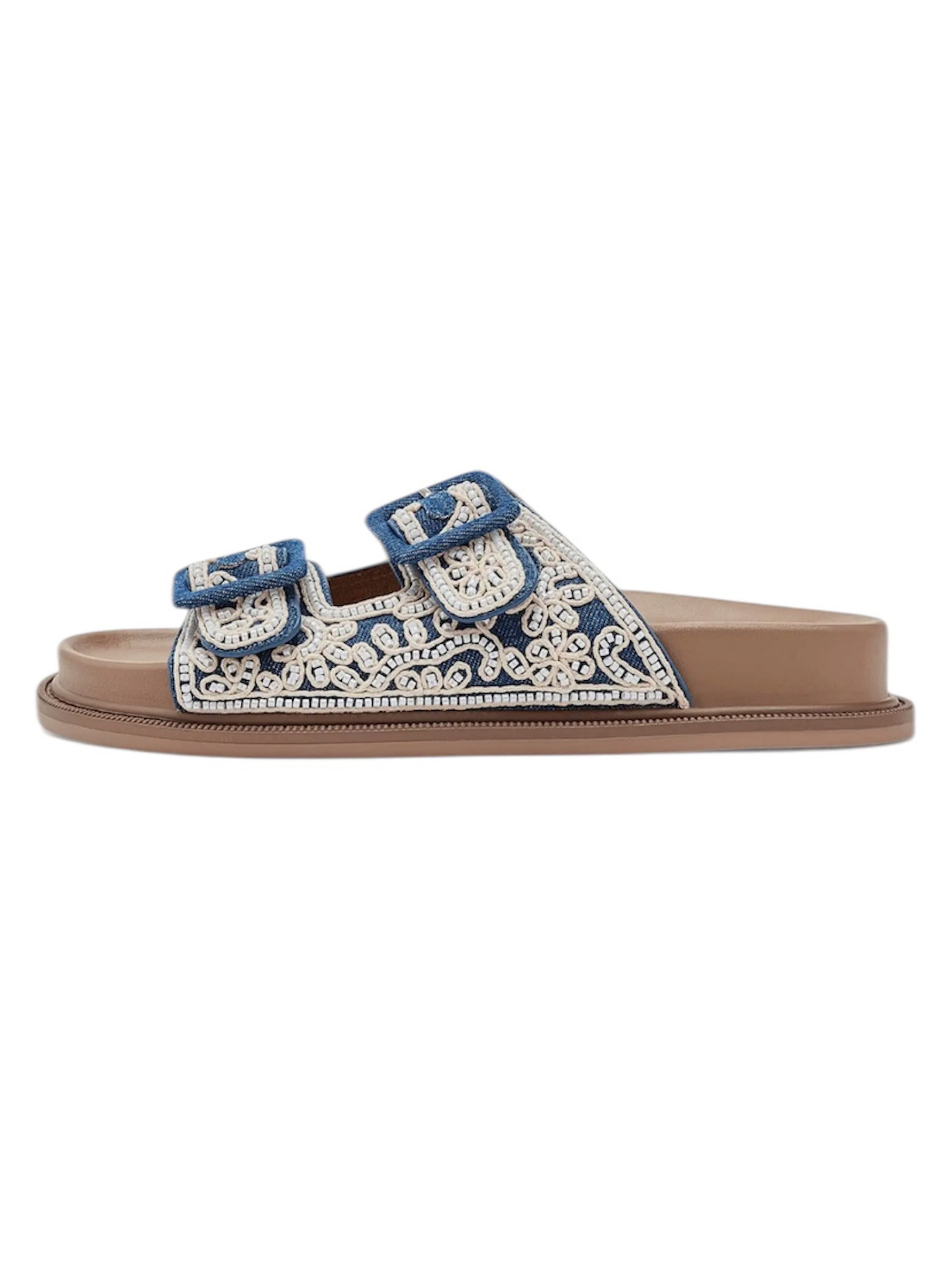Vintage Havana Kayla Denim Blue Beaded Sandal