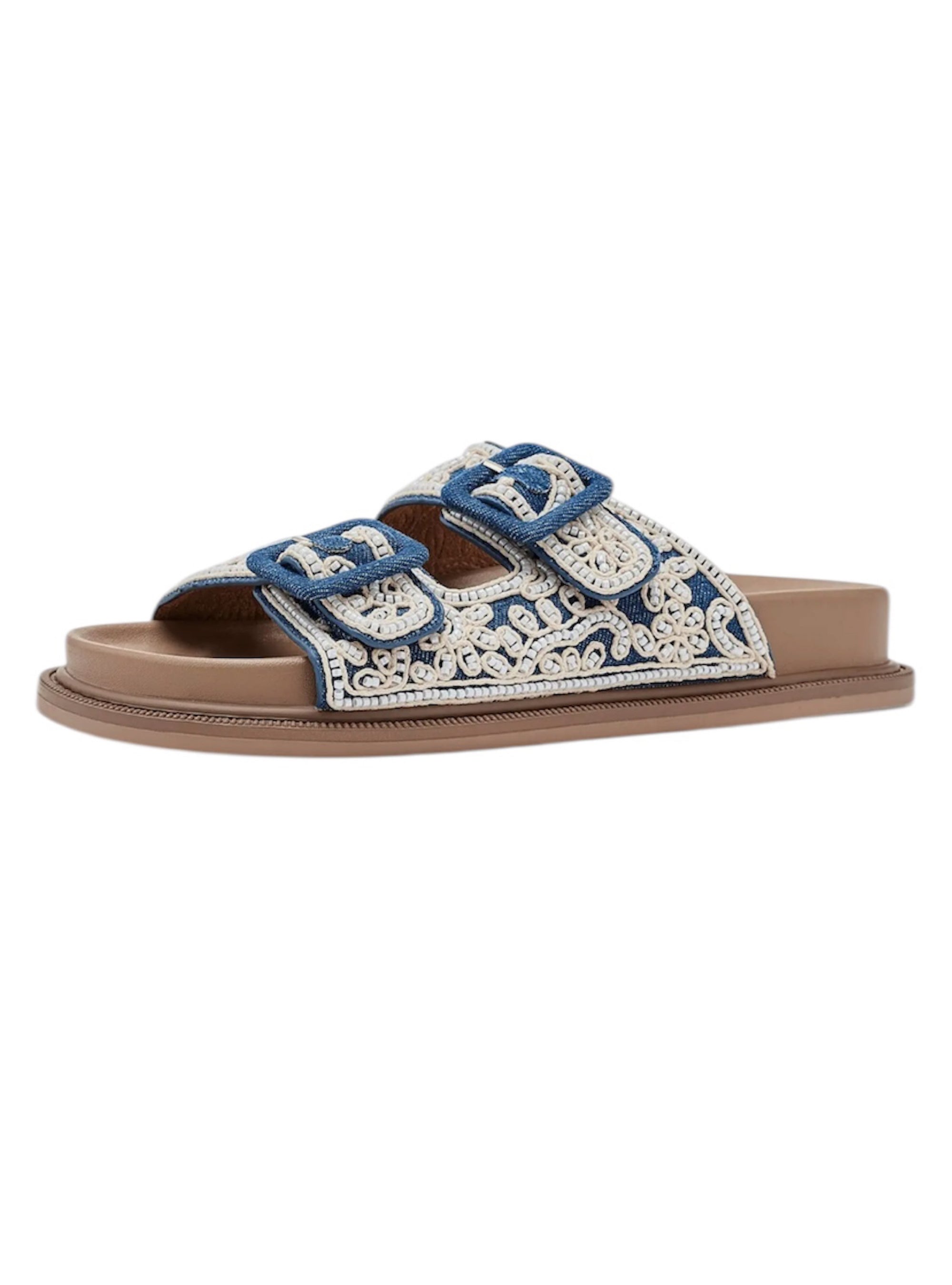 Vintage Havana Kayla Denim Blue Beaded Sandal