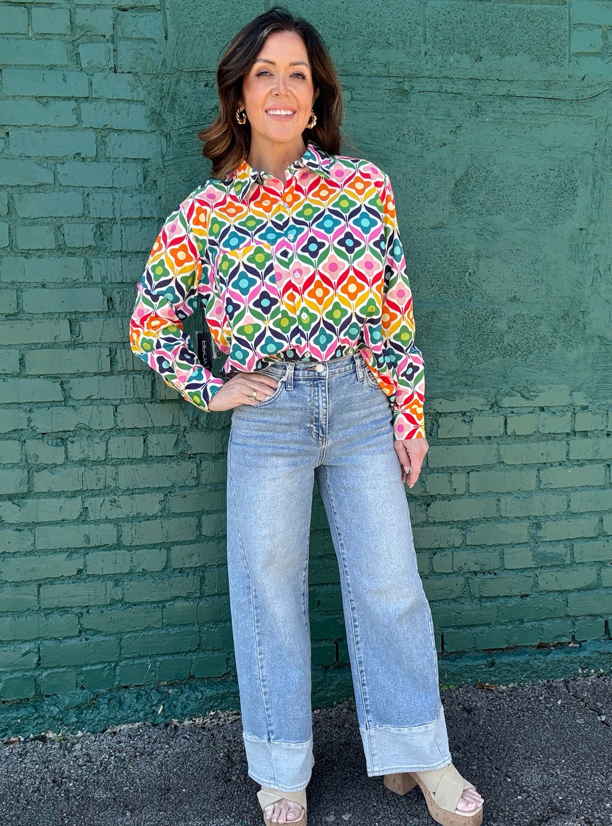 APNY Kaleidoscope Cutie Button-Up Top
