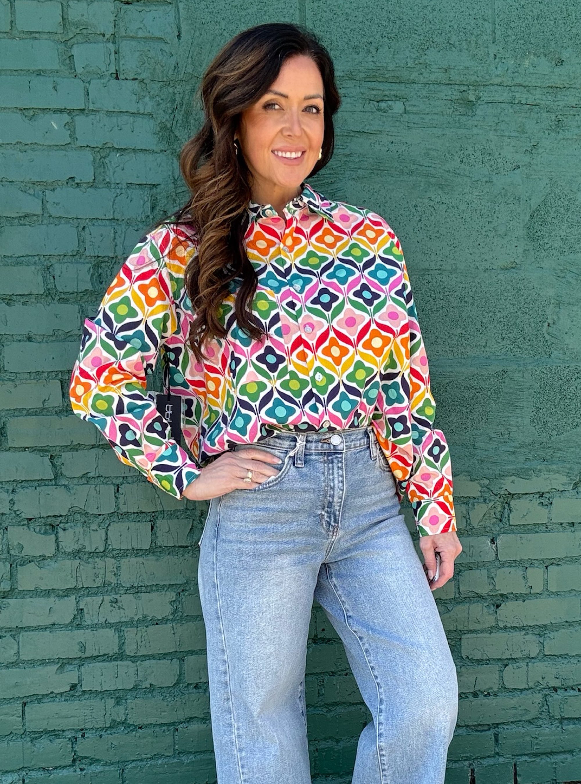 APNY Kaleidoscope Cutie Button-Up Top