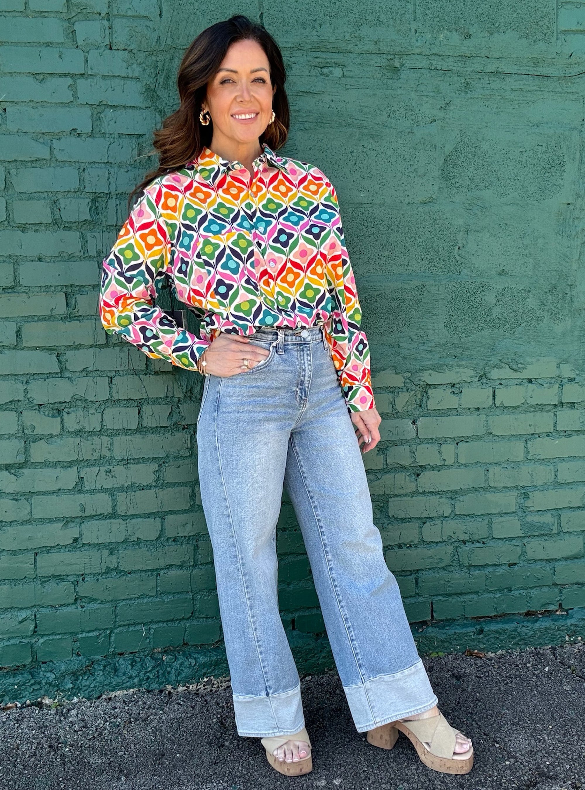 APNY Kaleidoscope Cutie Button-Up Top