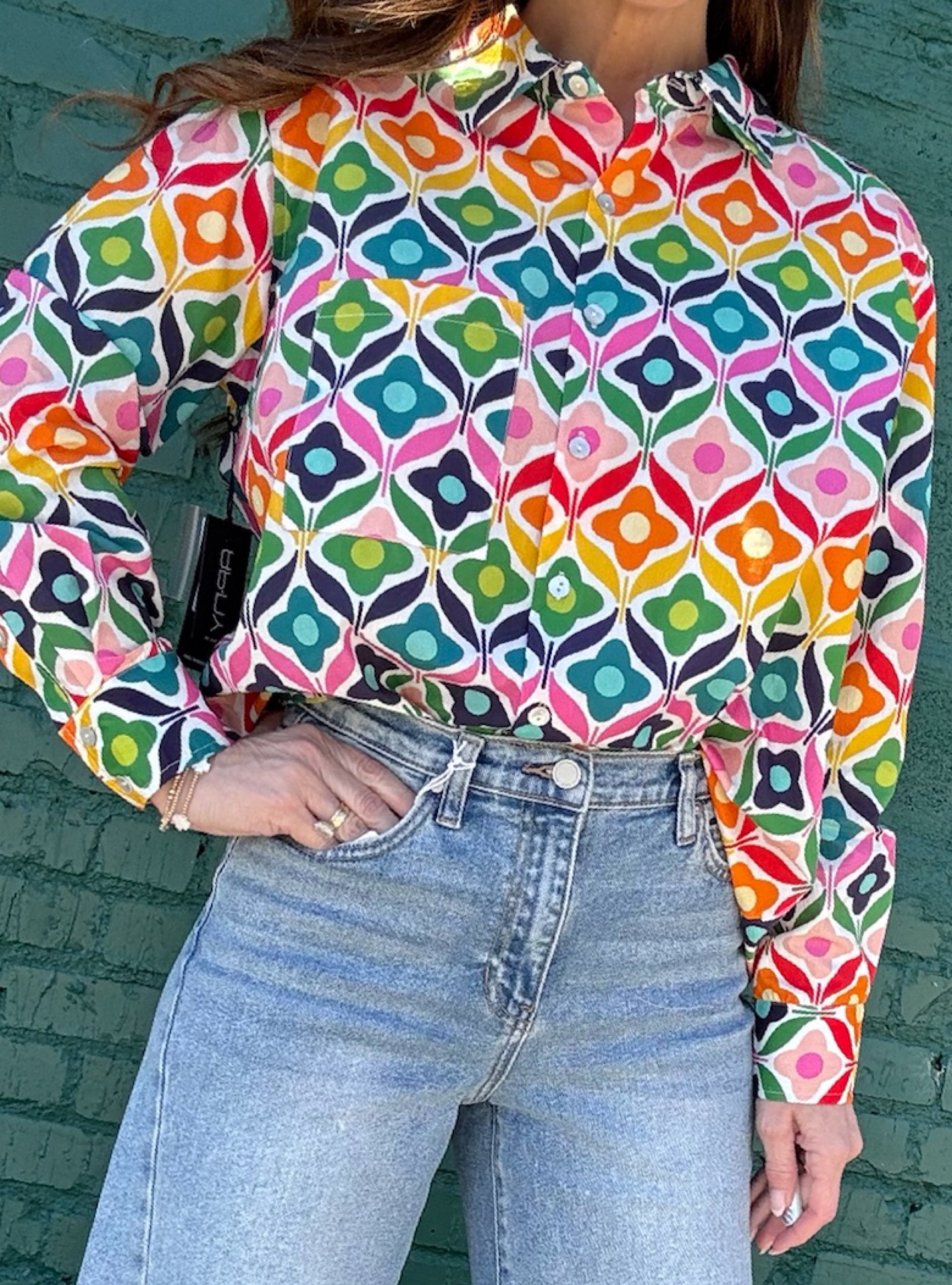APNY Kaleidoscope Cutie Button-Up Top