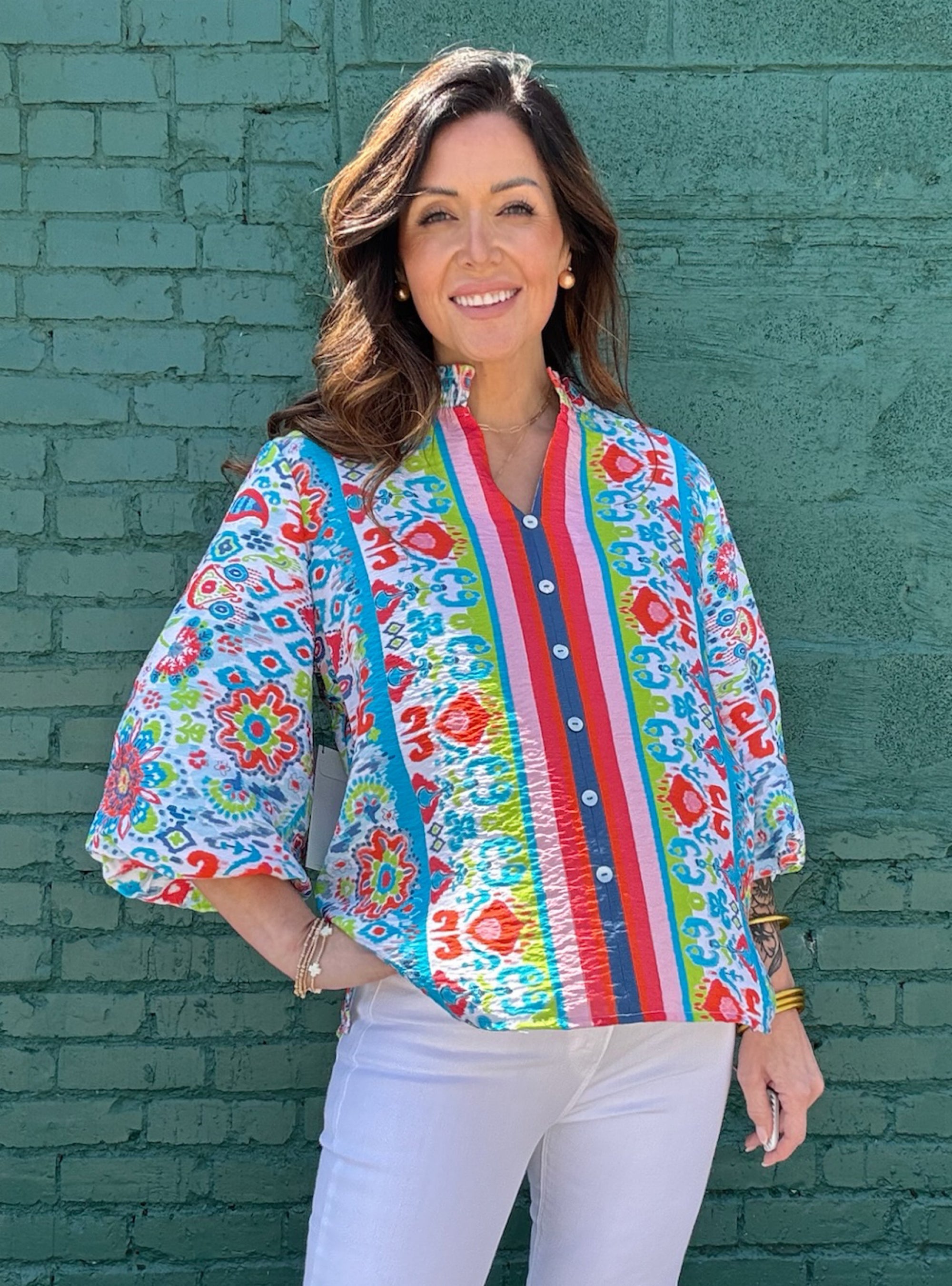 Multiples Multi Printed 3/4 Sleeve Top