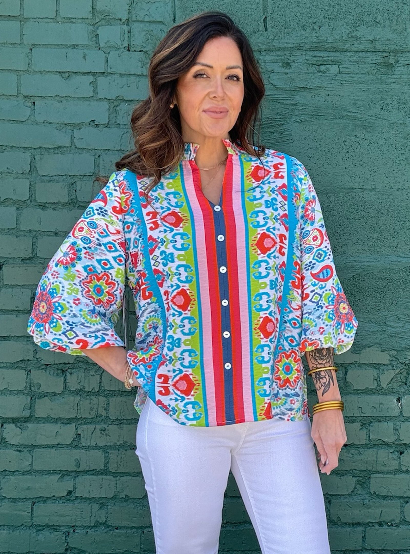 Multiples Multi Printed 3/4 Sleeve Top