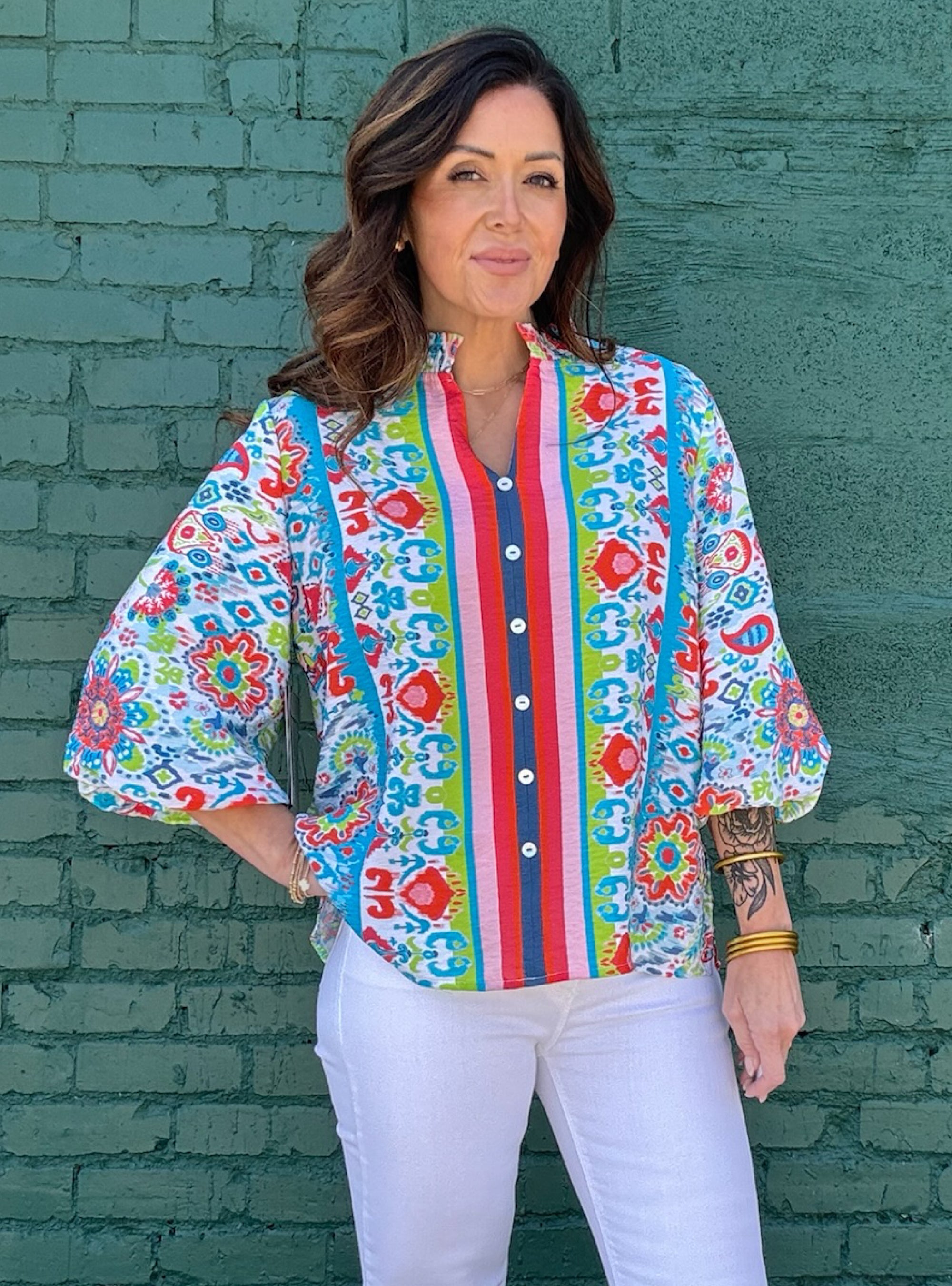 Multiples Multi Printed 3/4 Sleeve Top