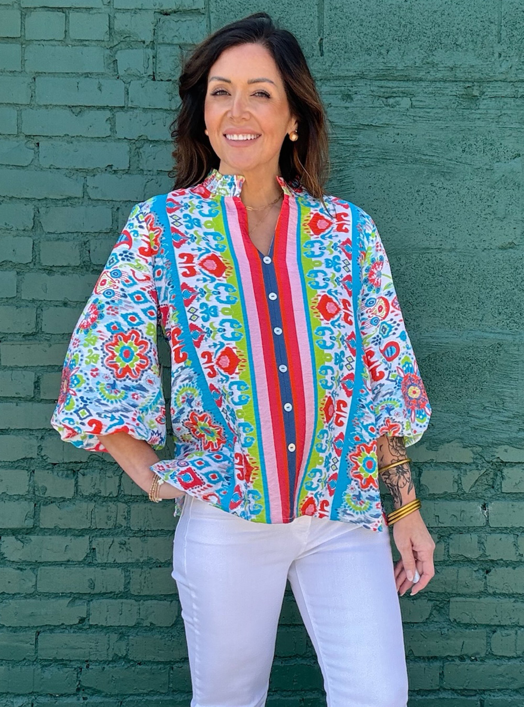 Multiples Multi Printed 3/4 Sleeve Top