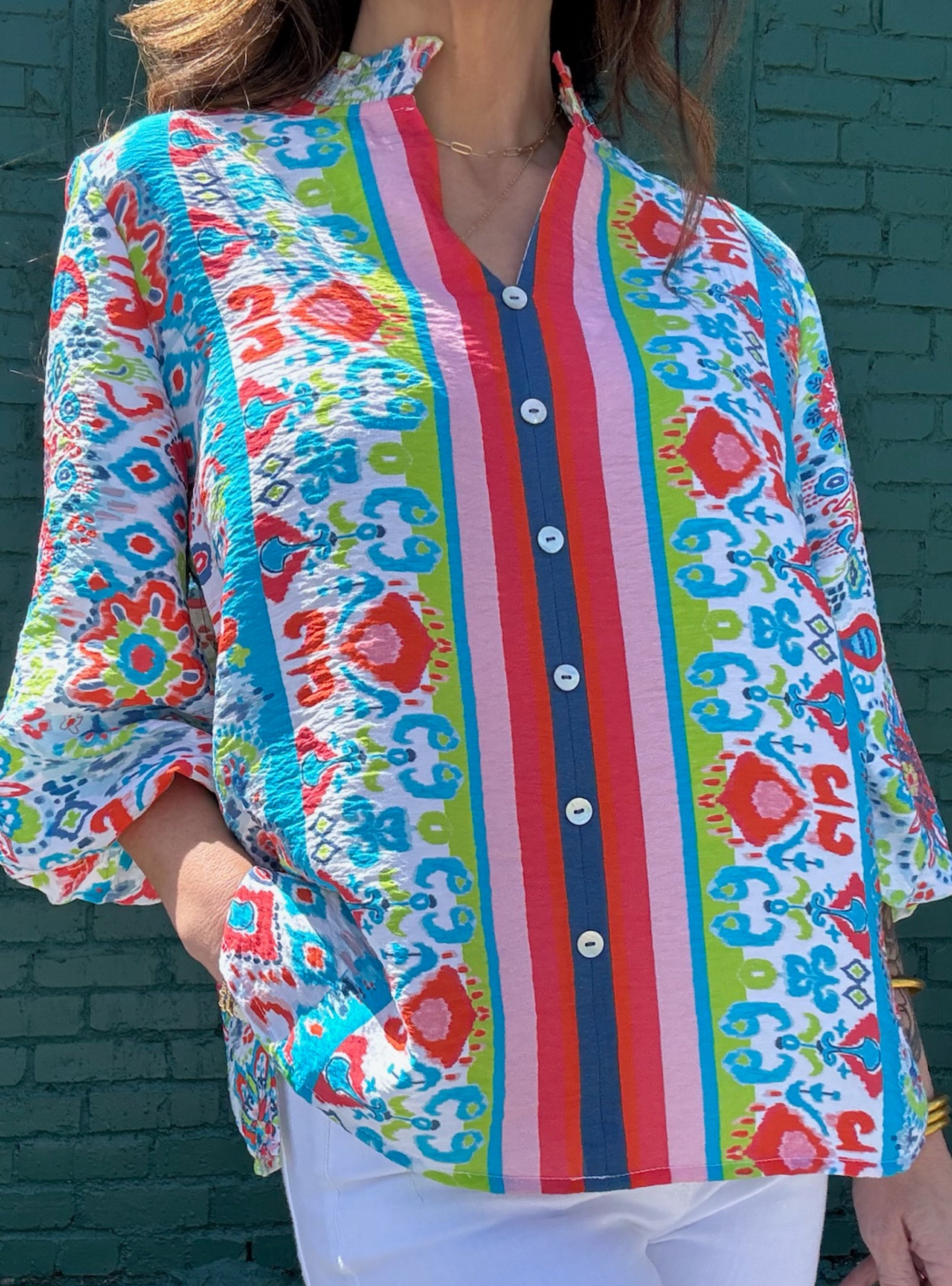 Multiples Multi Printed 3/4 Sleeve Top