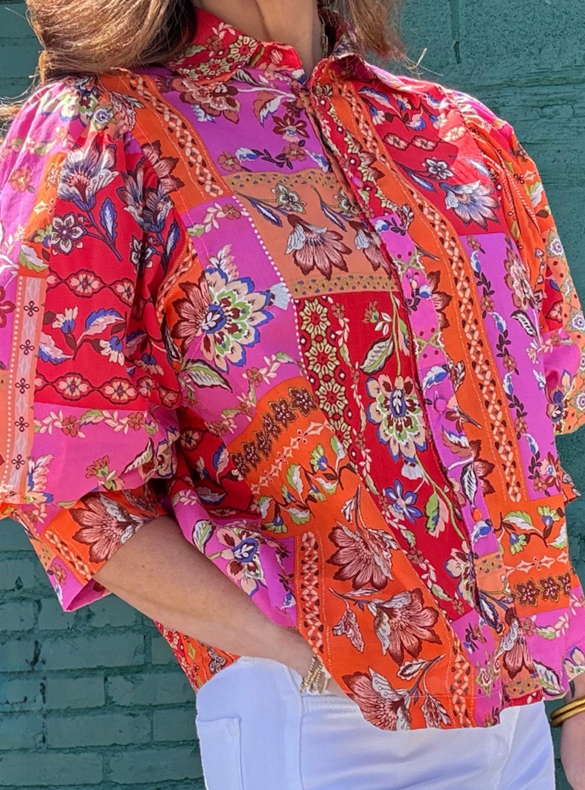Boho Blooms &amp; Balloon Sleeve Top