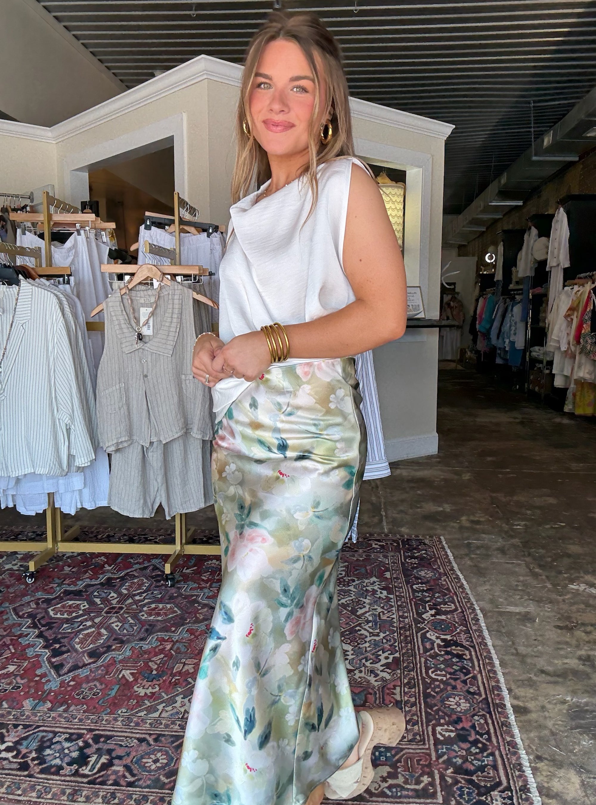 Ivory Drift Drape Top