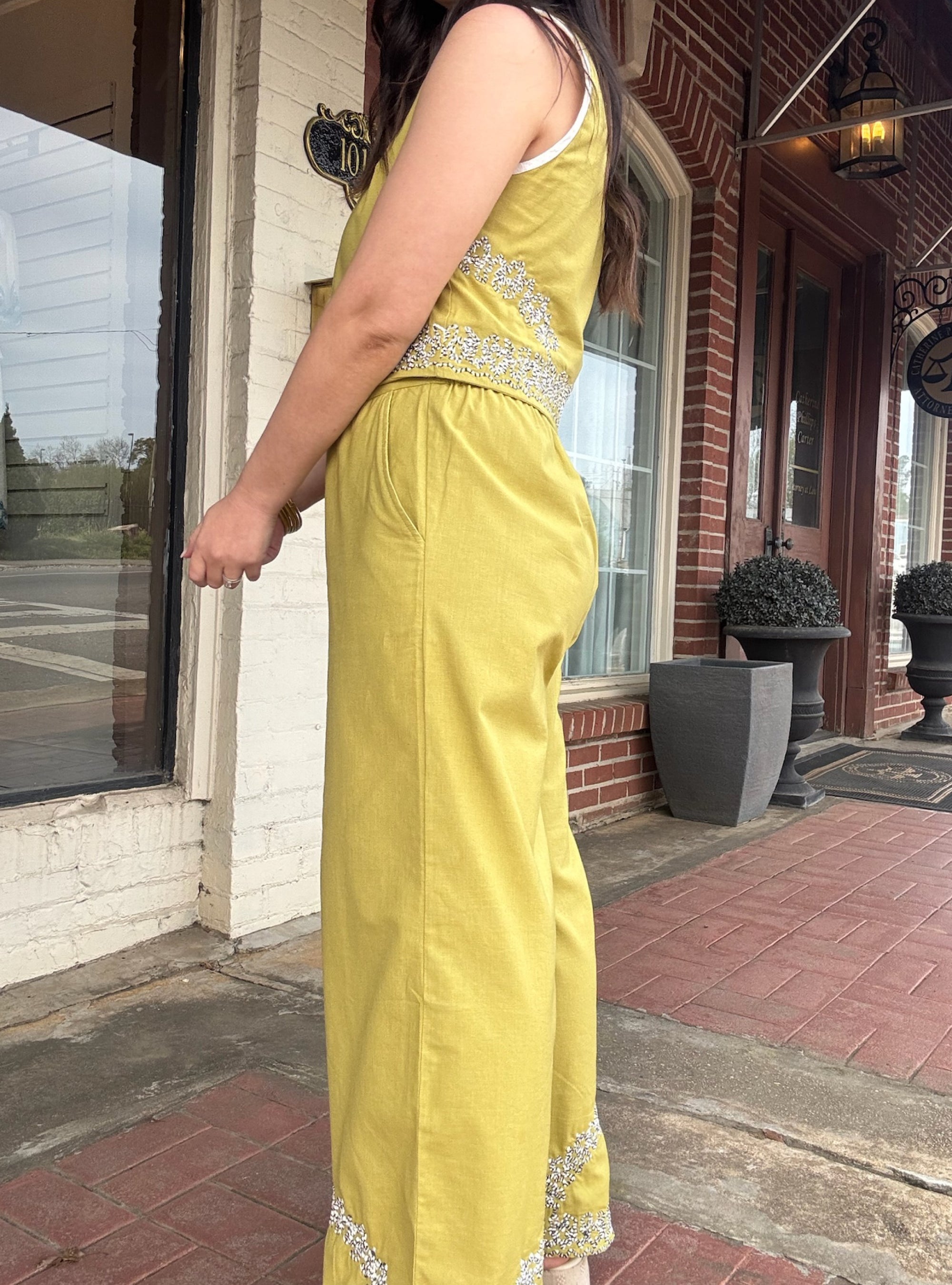 Lime To Shine Embroidered Matching Set