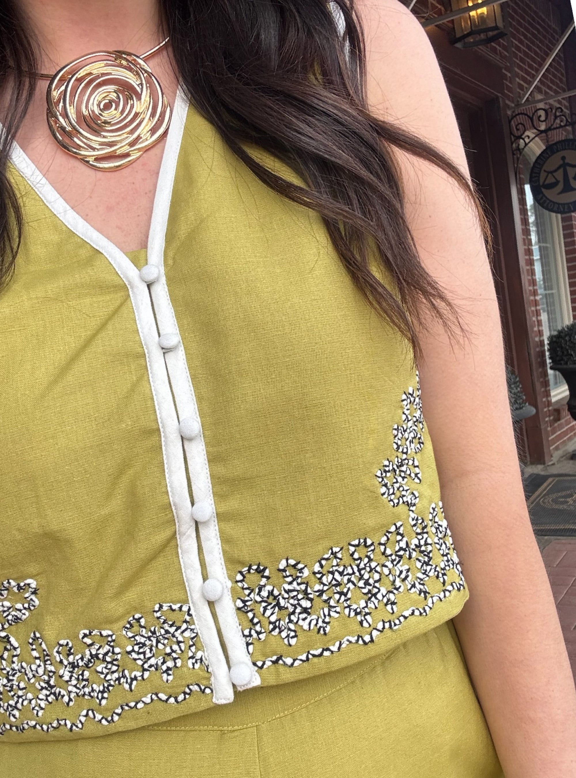 Lime To Shine Embroidered Matching Set