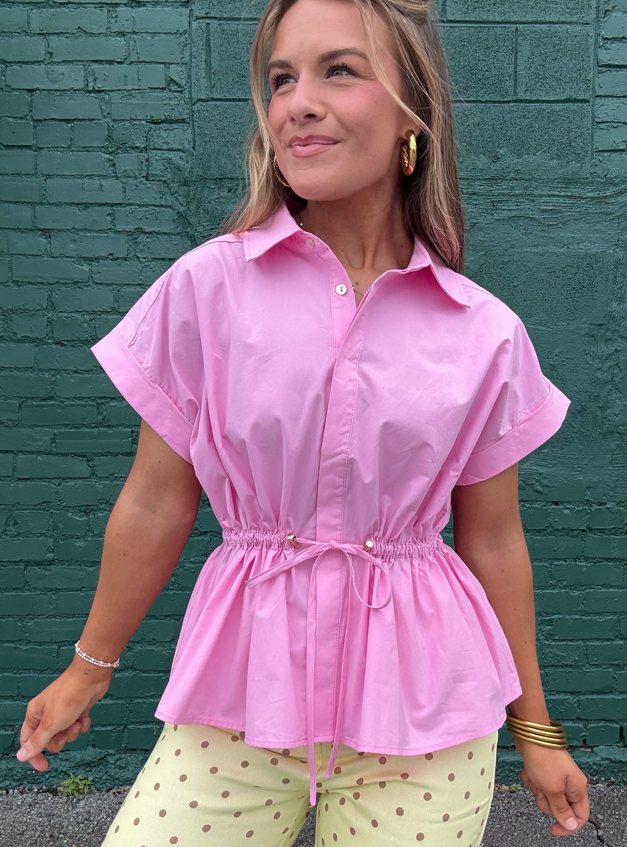 Pink Power Move Cinched Top