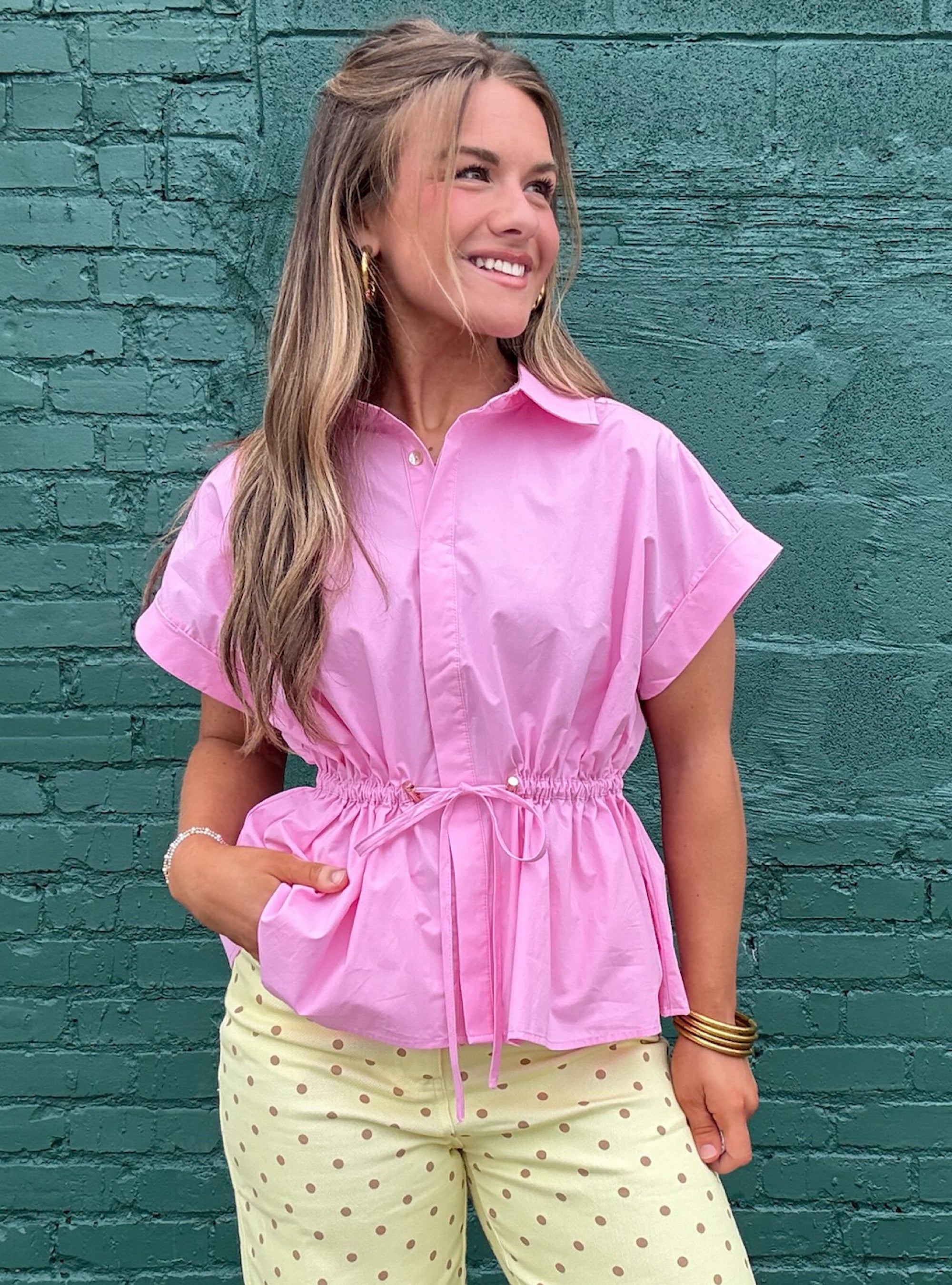 Pink Power Move Cinched Top