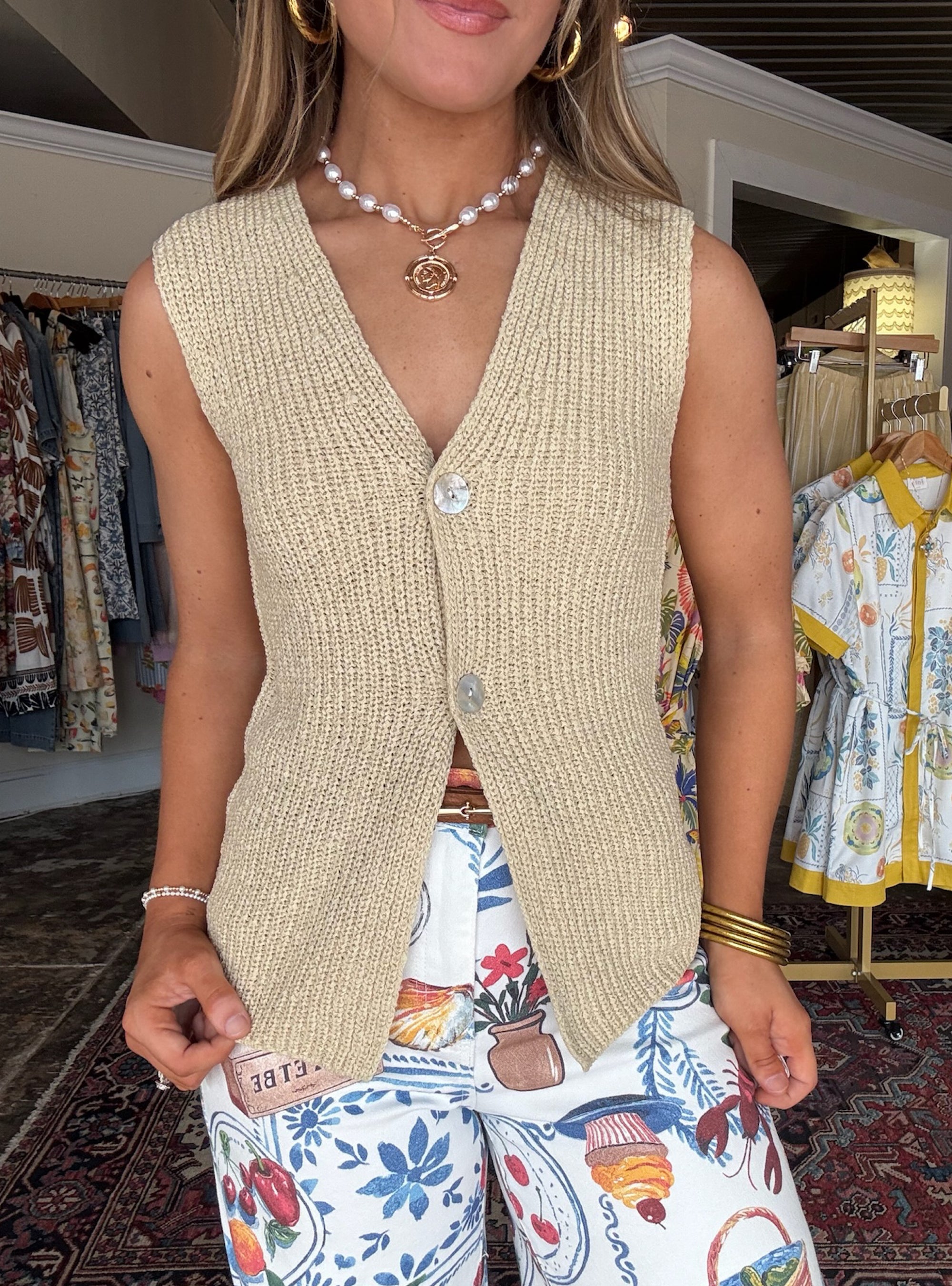 Sandbar Button Sweater Vest