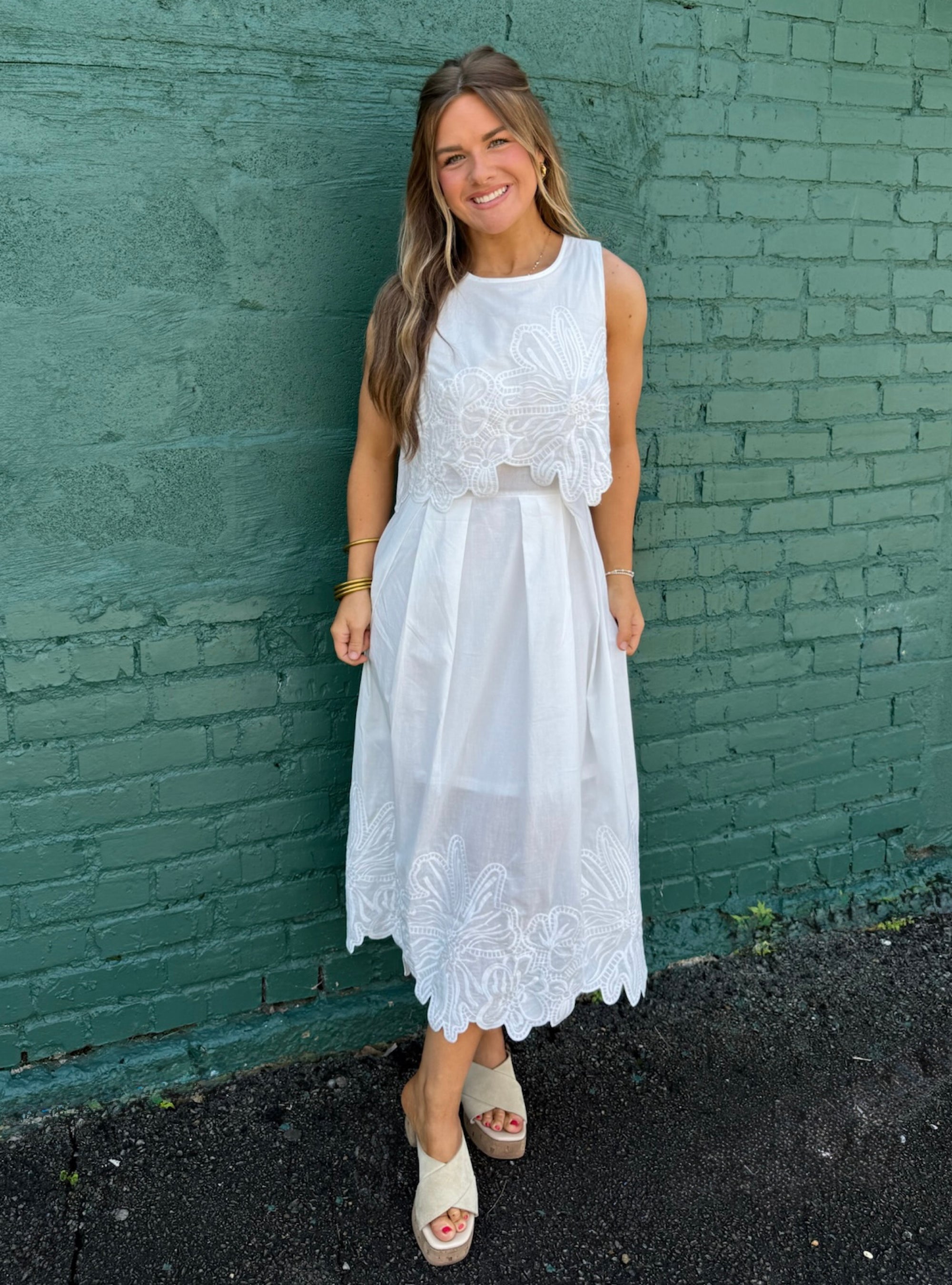 Delicate Details White Midi Dress