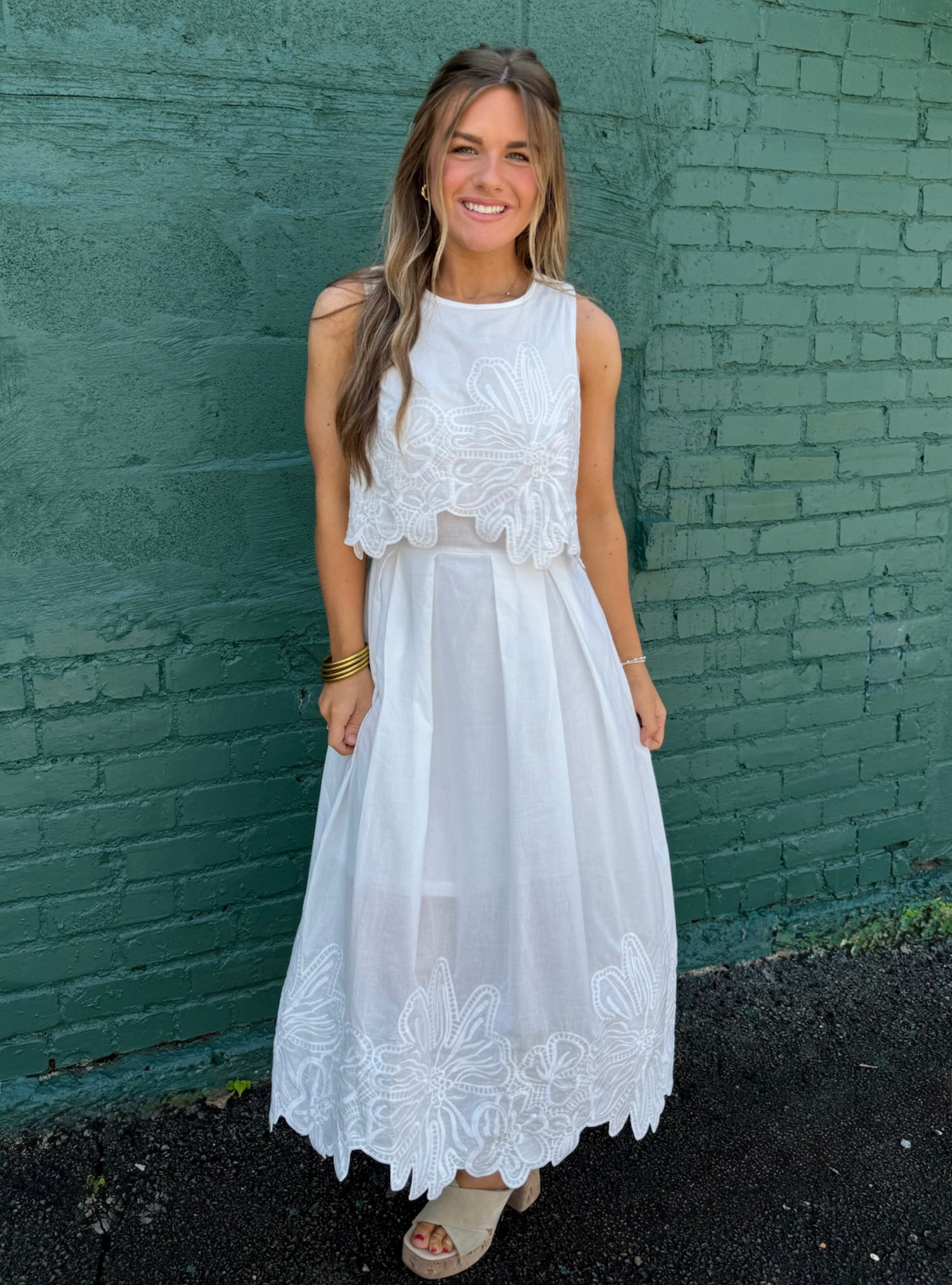 Delicate Details White Midi Dress