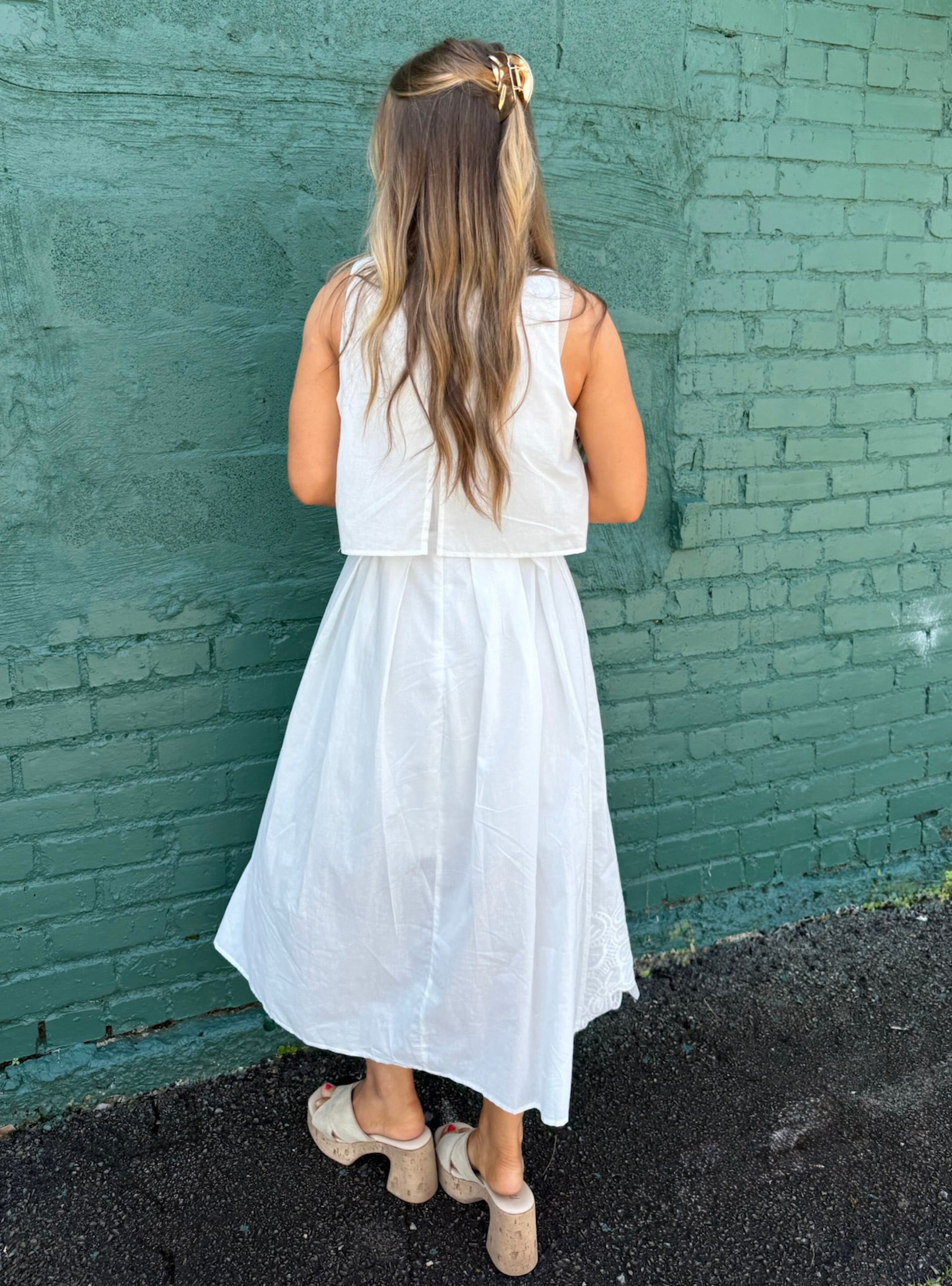 Delicate Details White Midi Dress