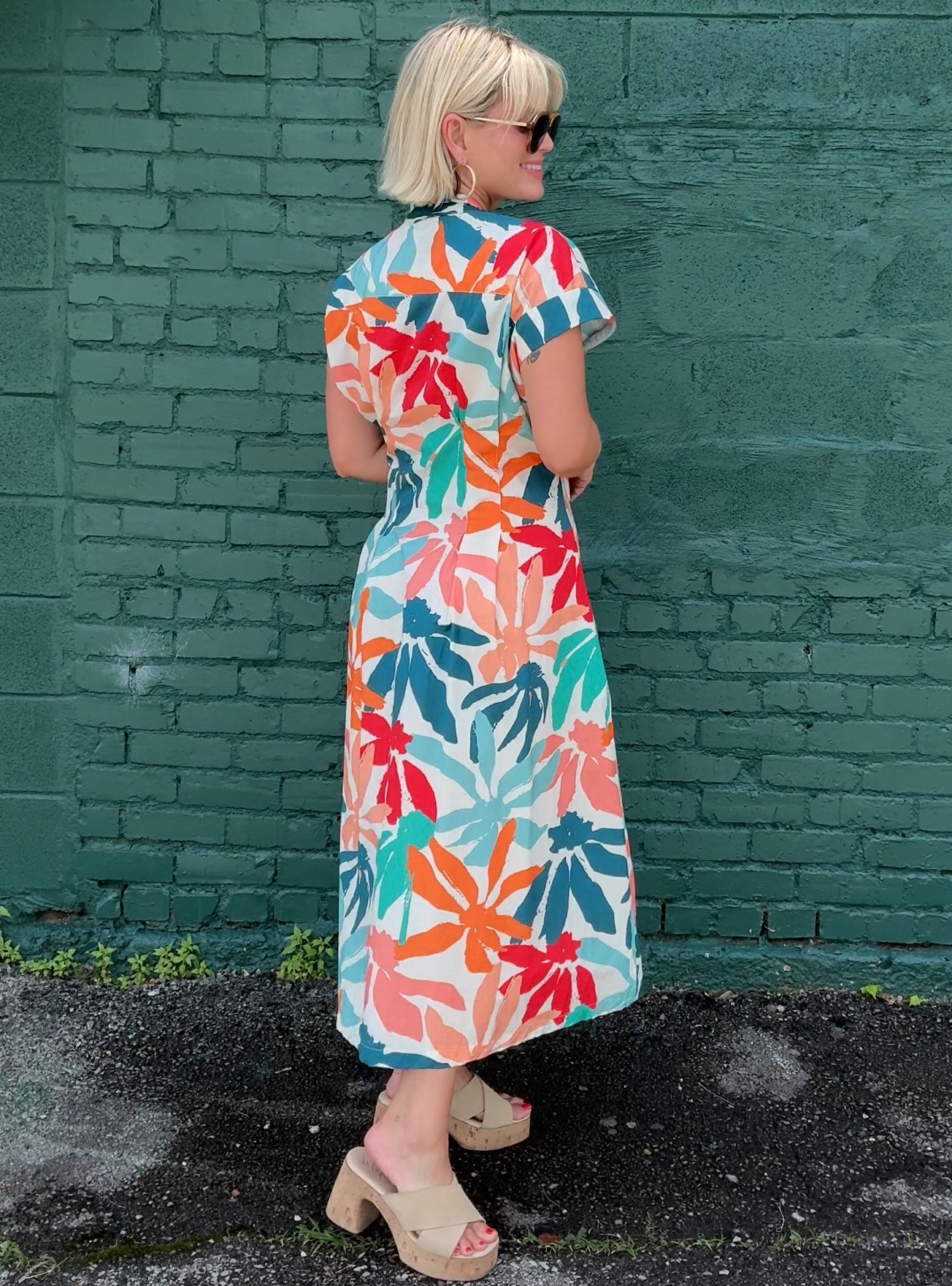 APNY Sunset Palms Tie Front Dress