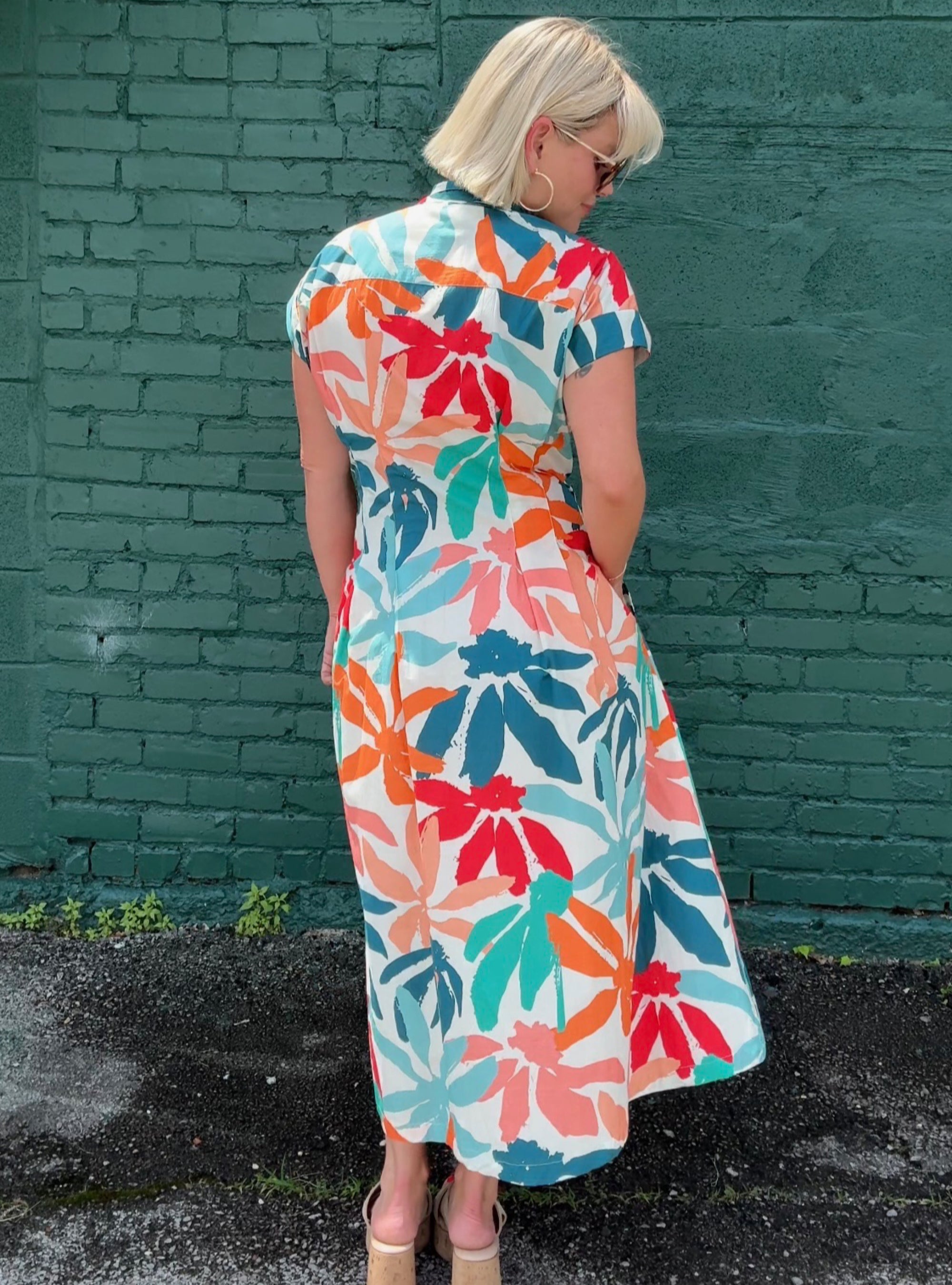 APNY Sunset Palms Tie Front Dress