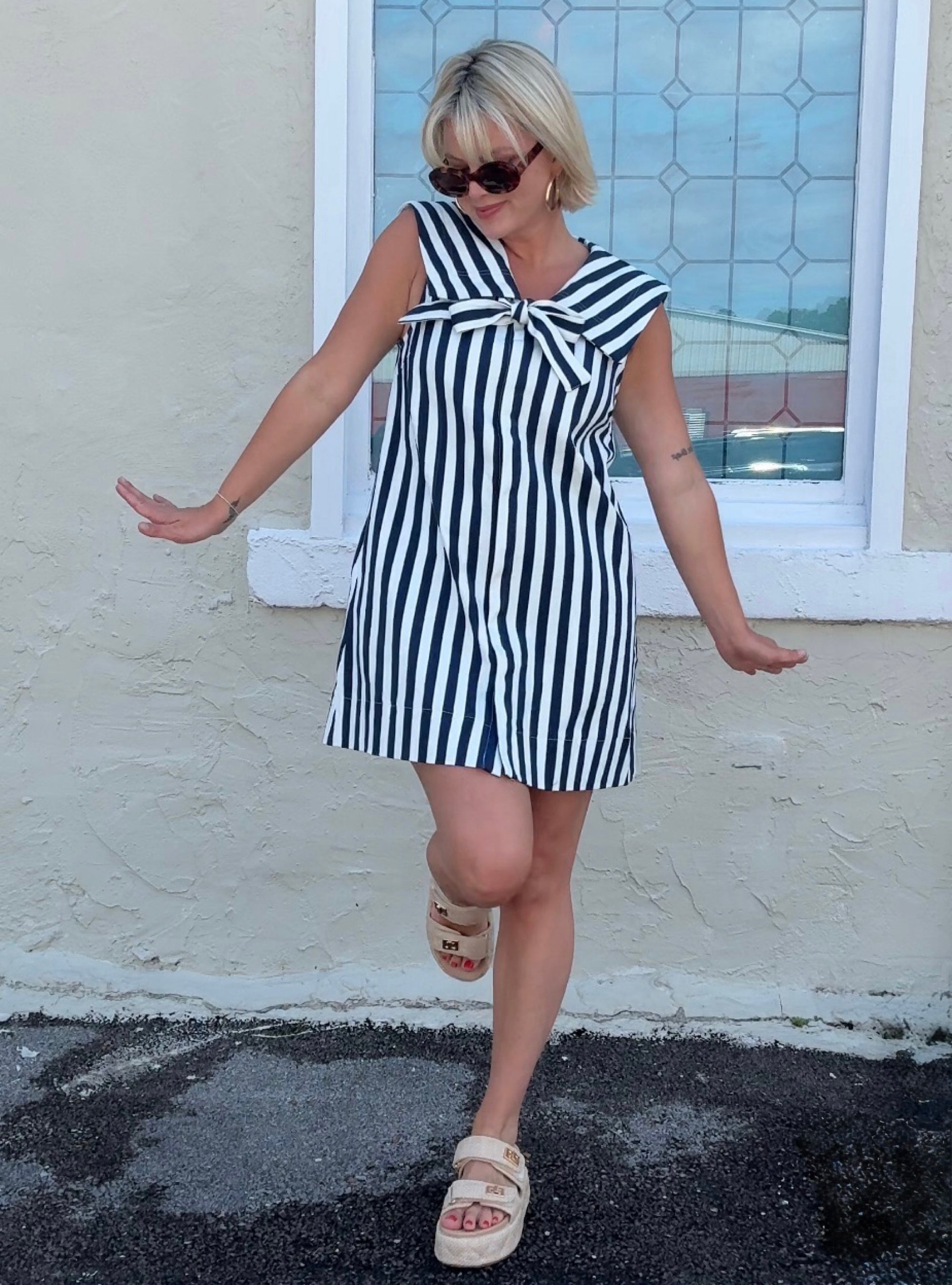 Serving Seaside Style Striped Dress
