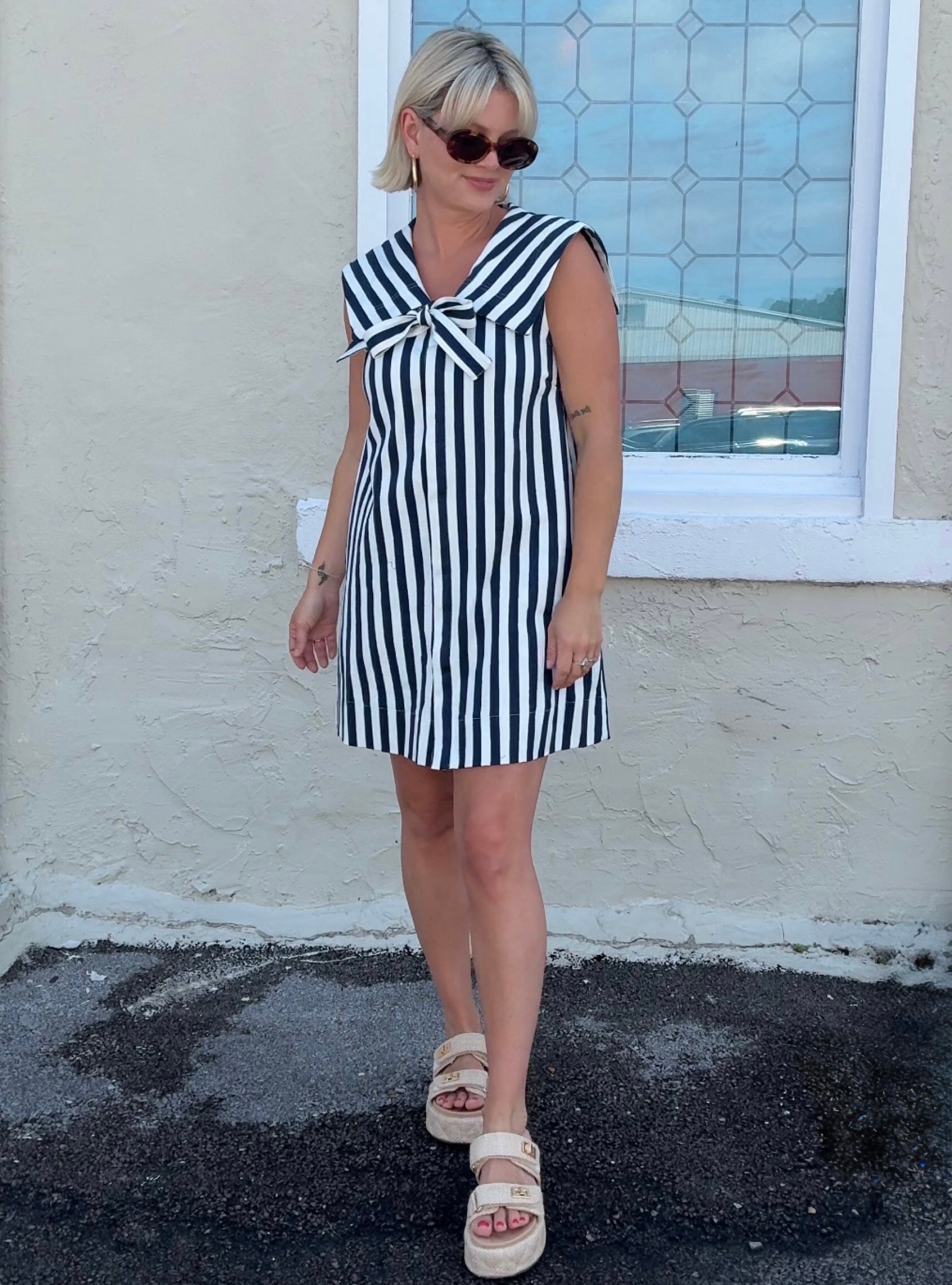 Serving Seaside Style Striped Dress