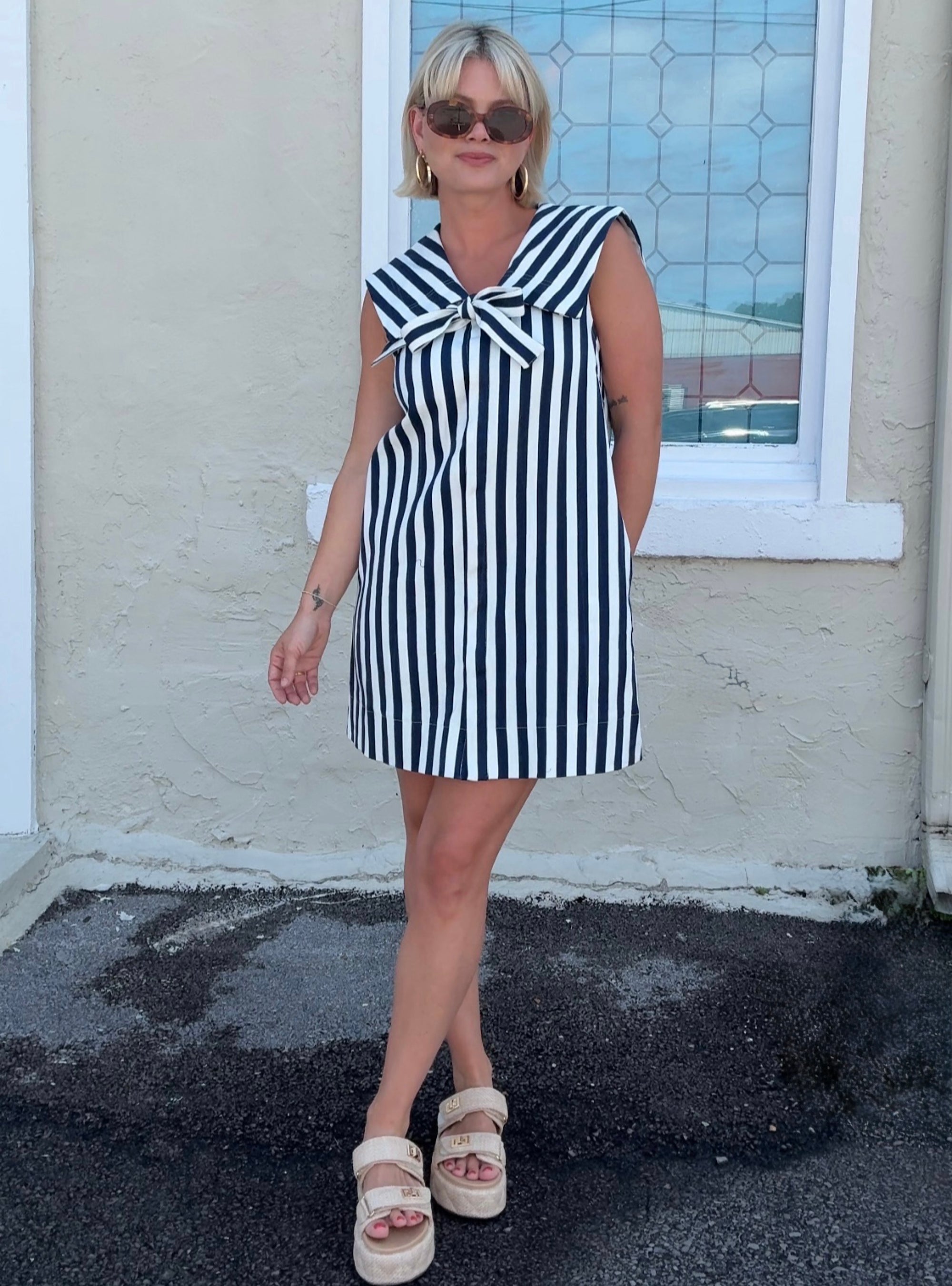 Serving Seaside Style Striped Dress