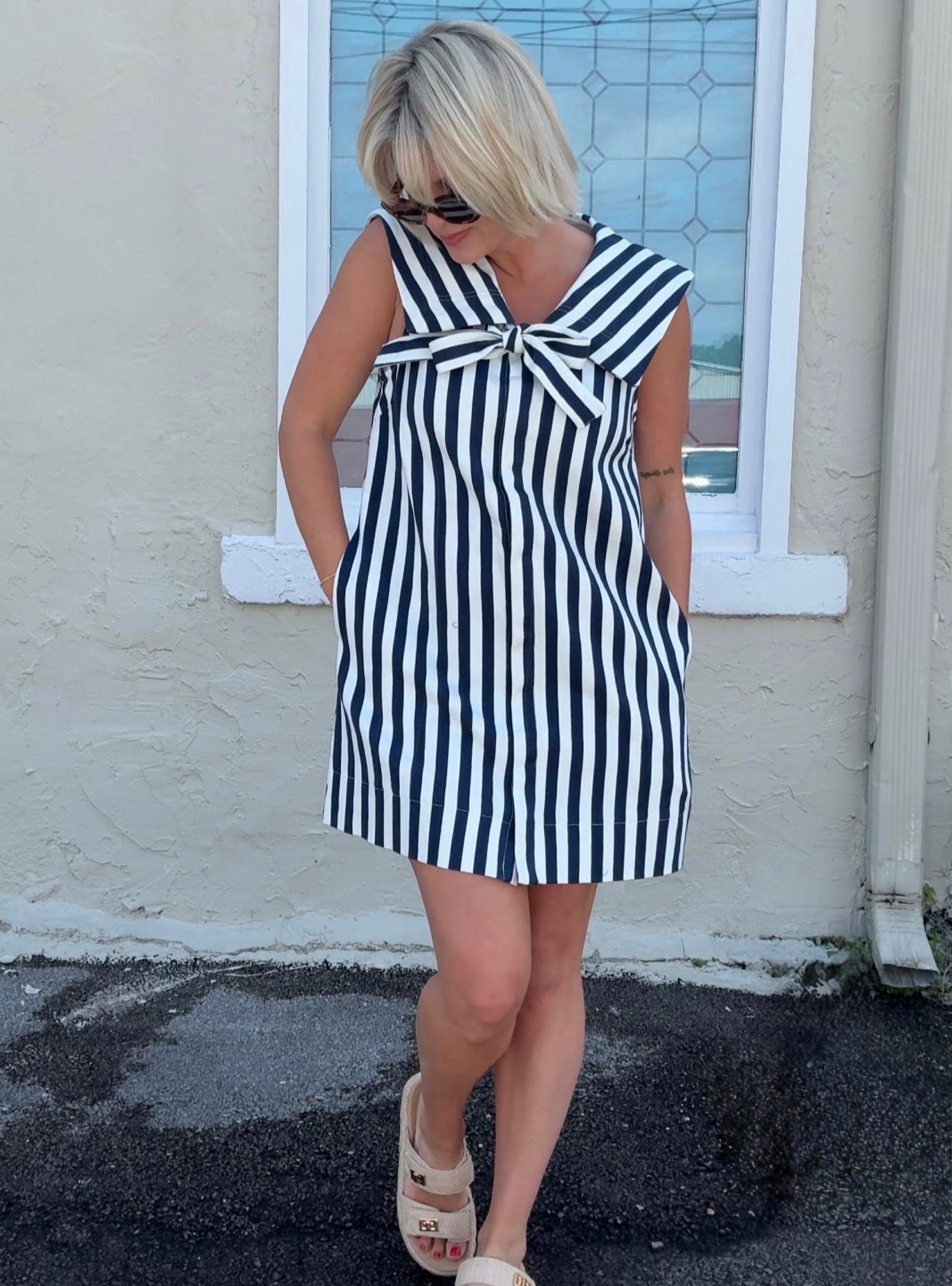 Serving Seaside Style Striped Dress