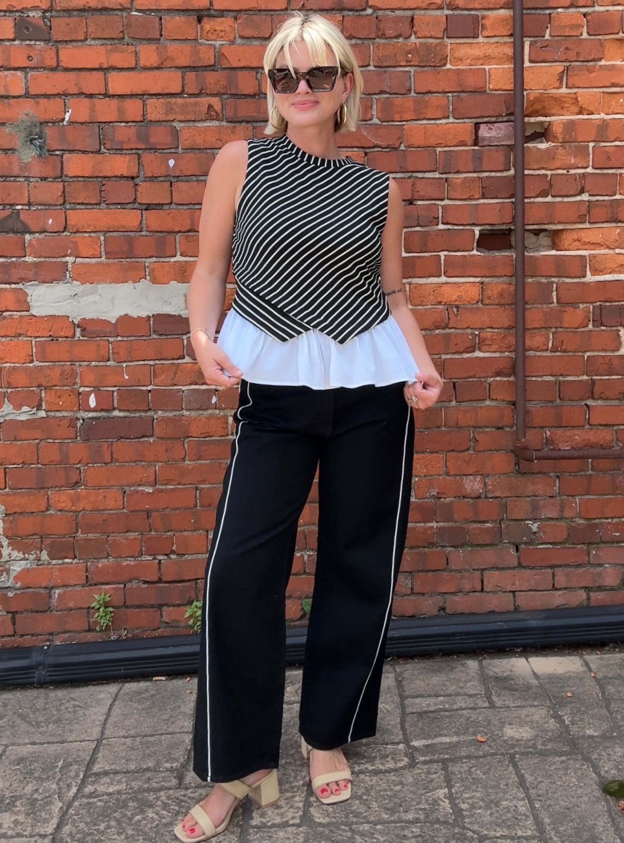 Chic Contrast Peplum Top