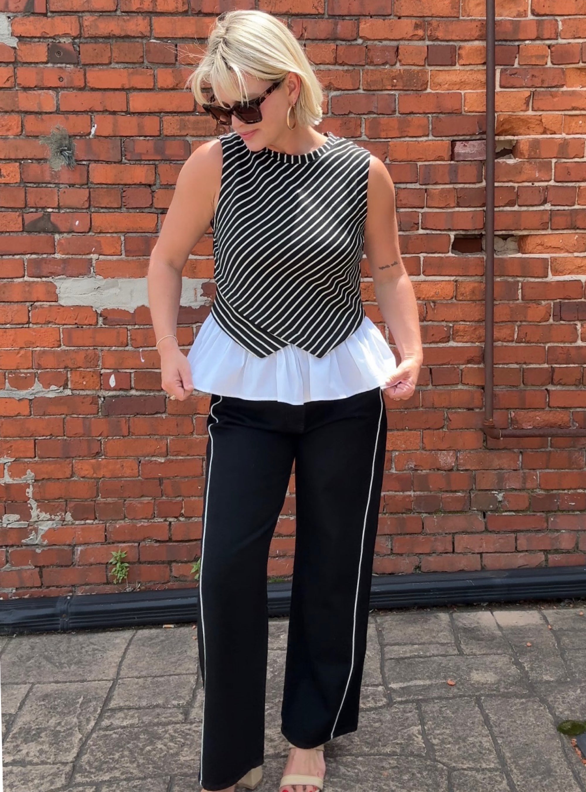 Chic Contrast Peplum Top