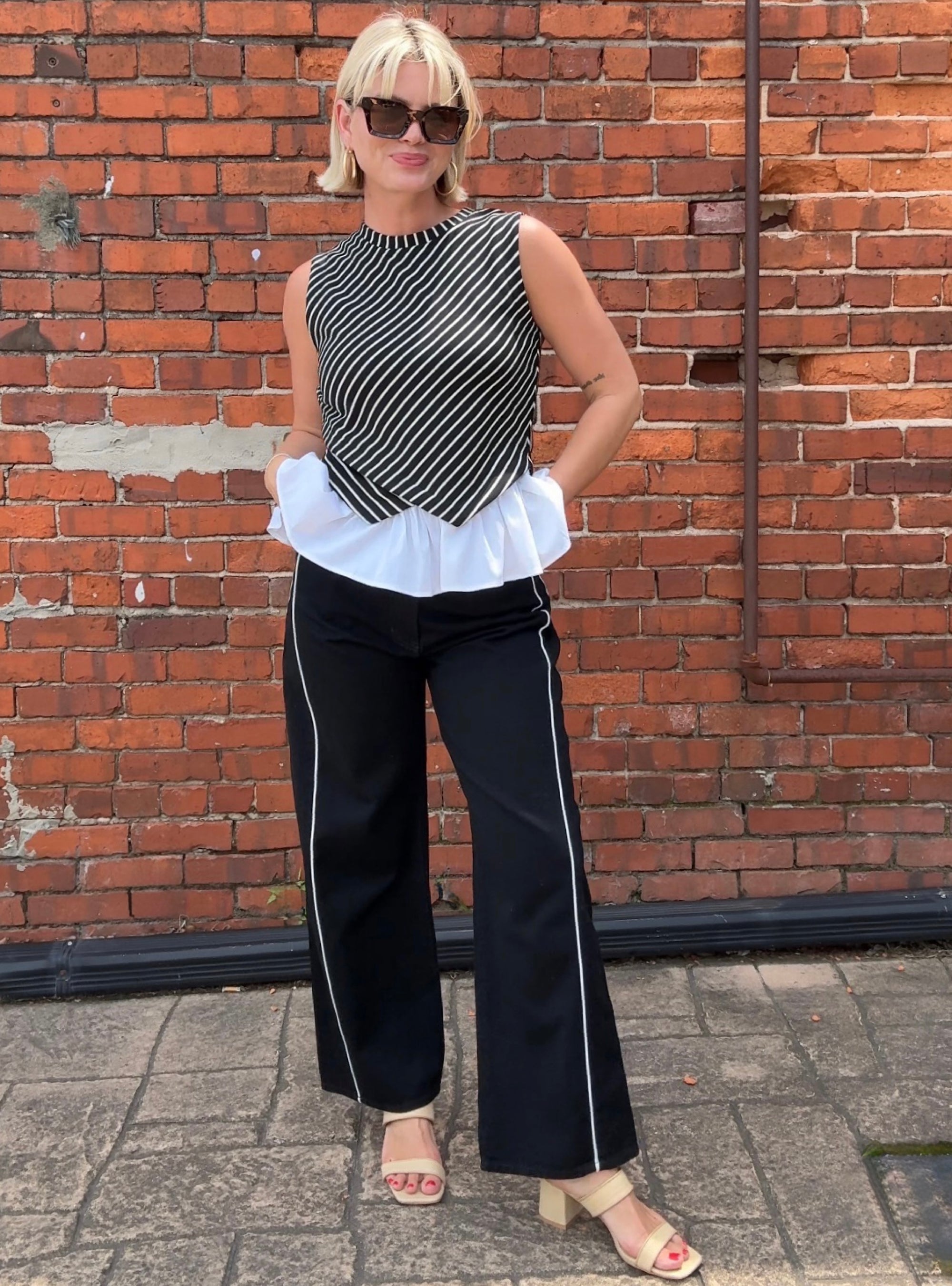 Chic Contrast Peplum Top