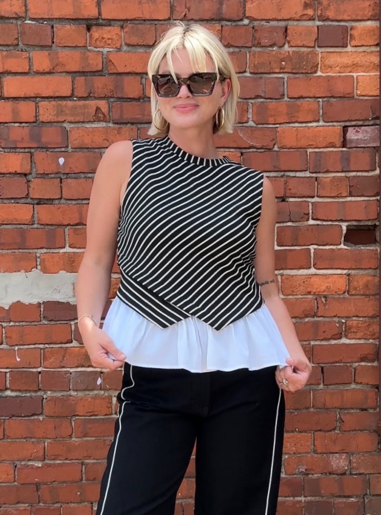 Chic Contrast Peplum Top