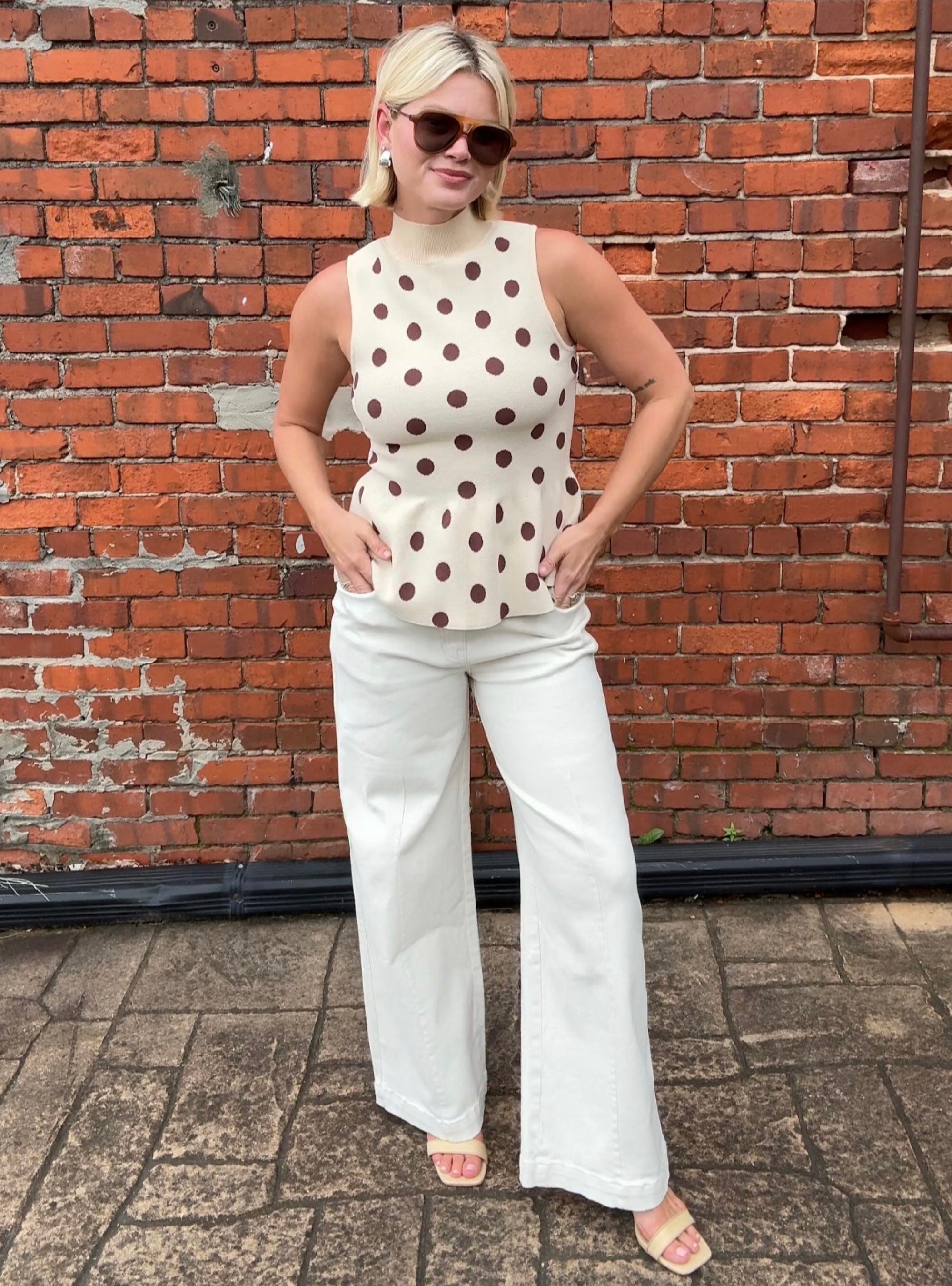 Cocoa Dot Peplum Top