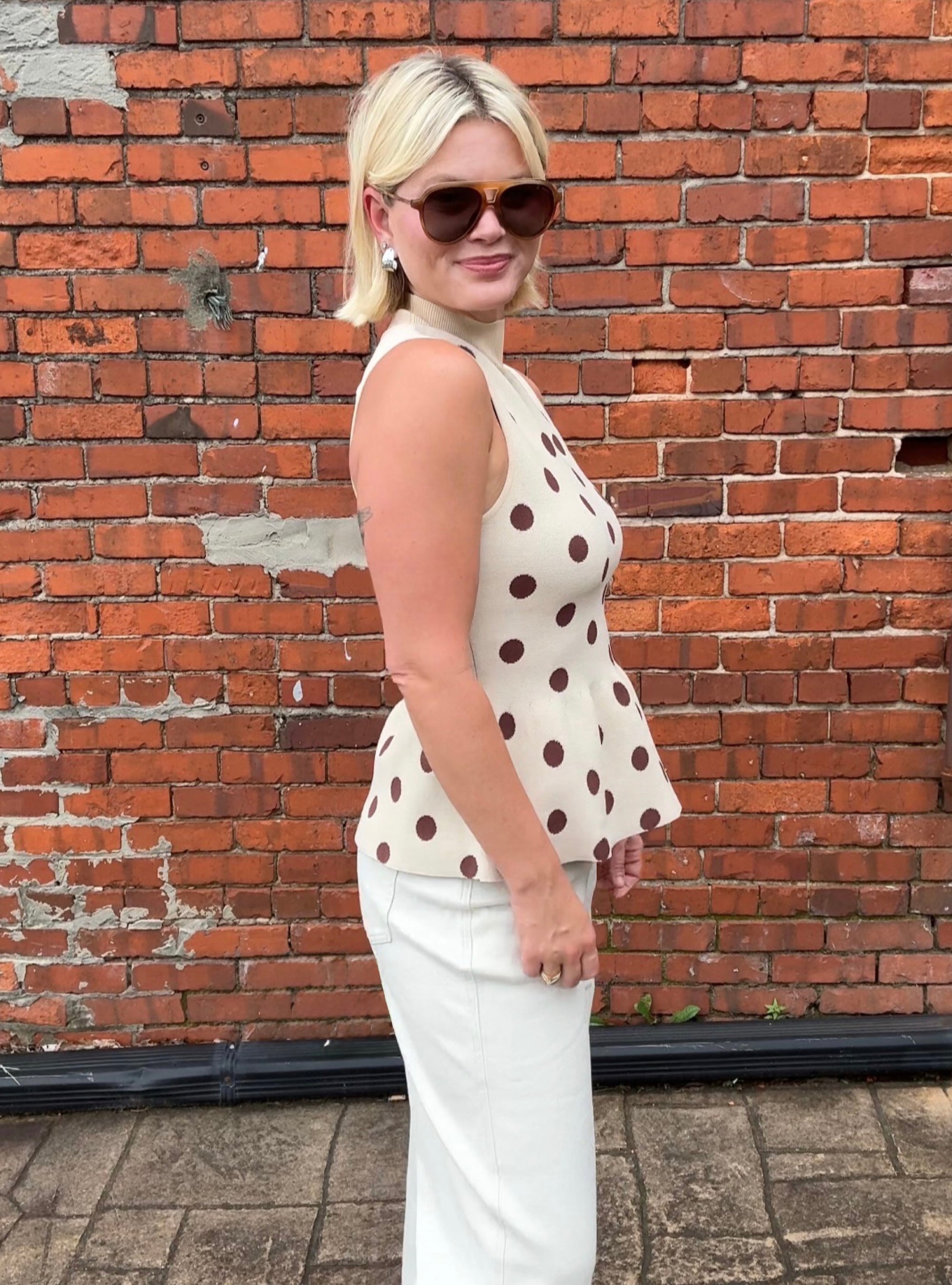 Cocoa Dot Peplum Top