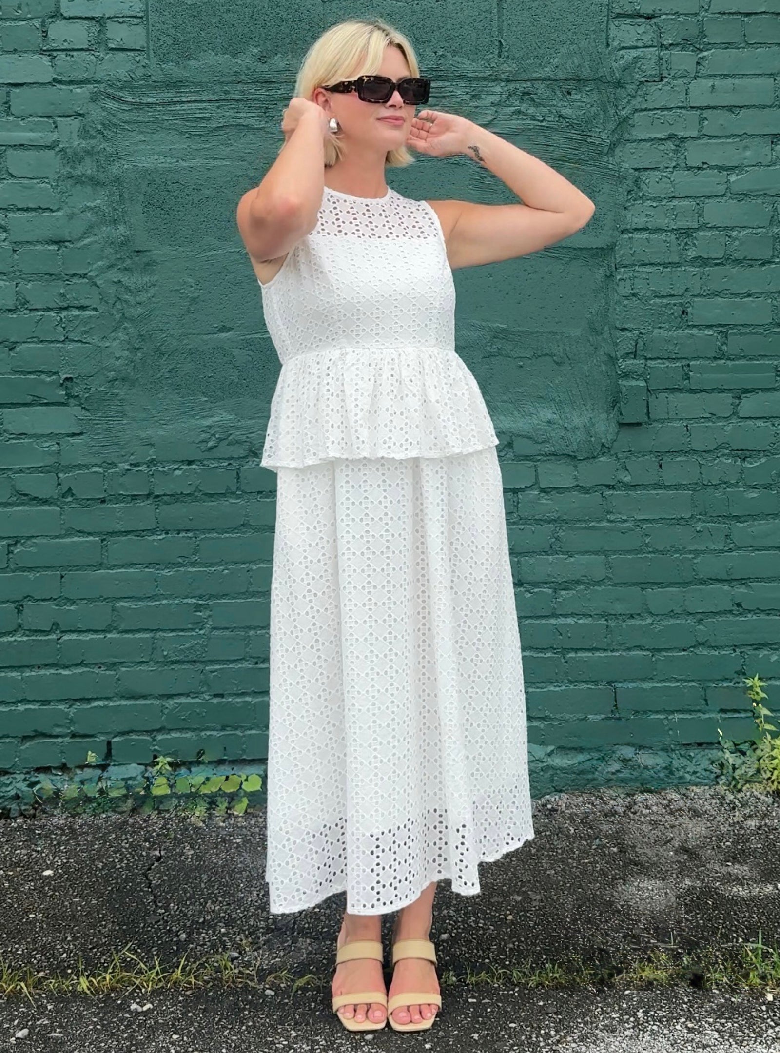 Eyelet Elegance Maxi Dress