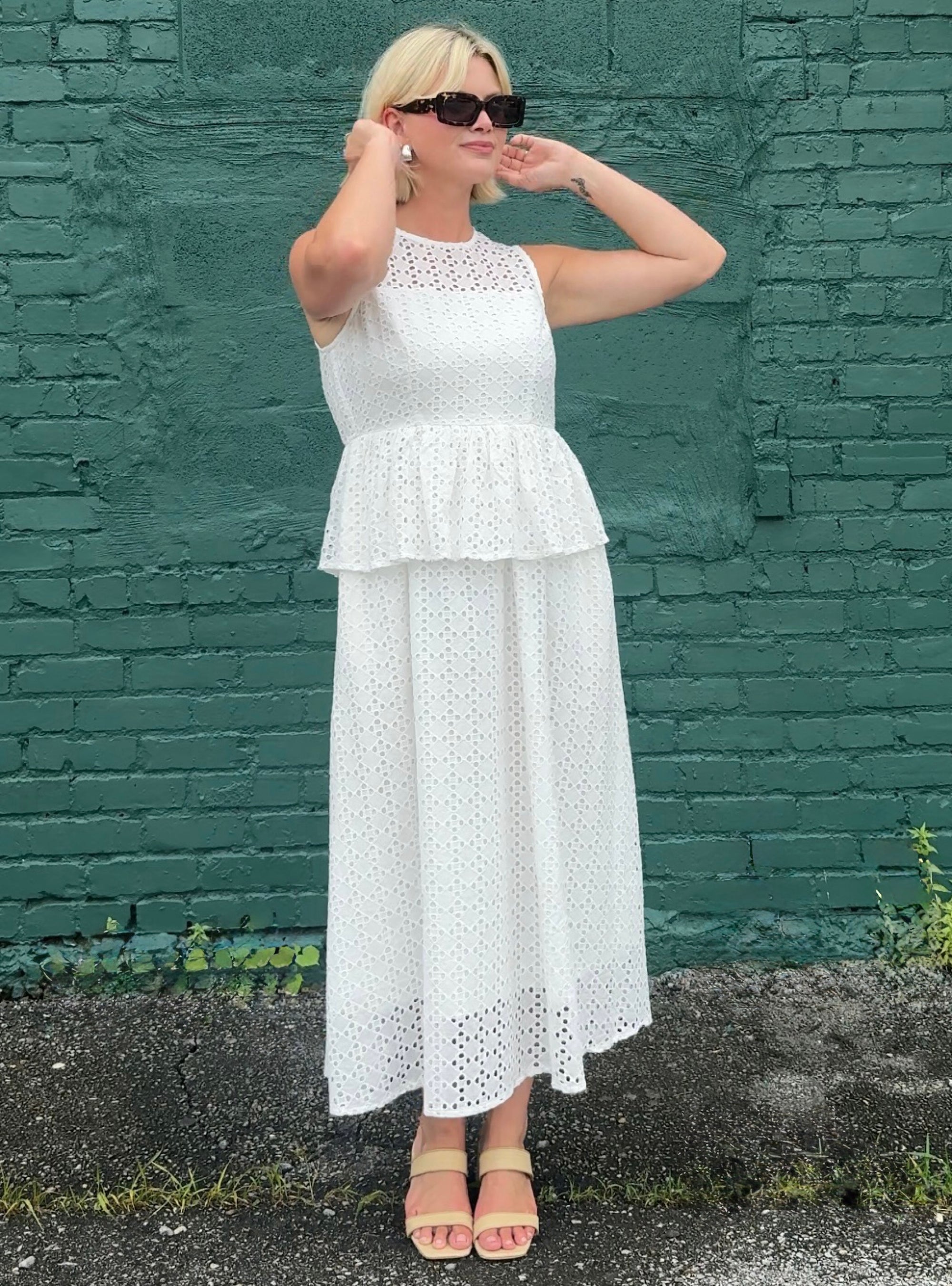 Eyelet Elegance Maxi Dress