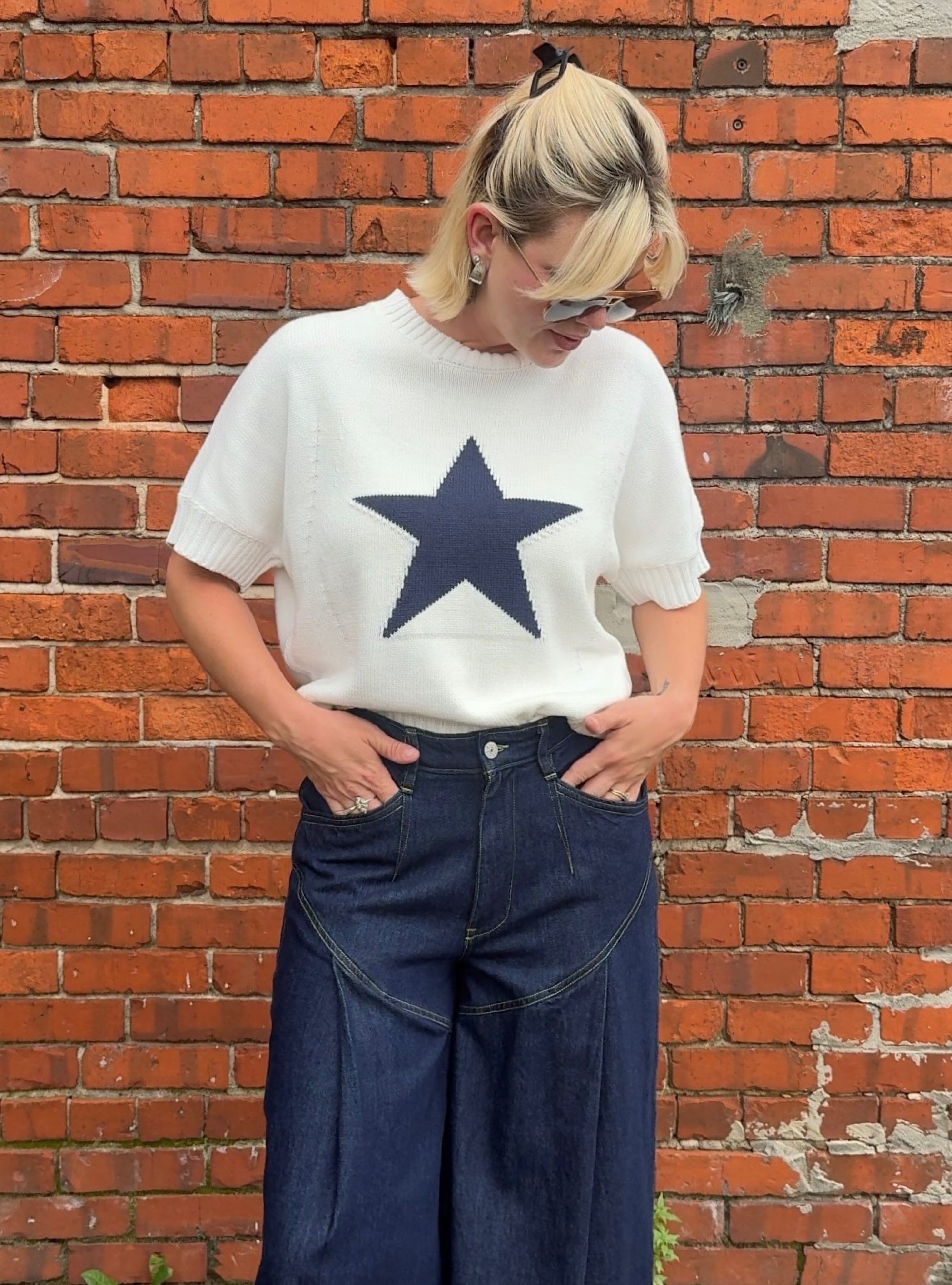 Shine Bright Star Short Sleeve Sweater
