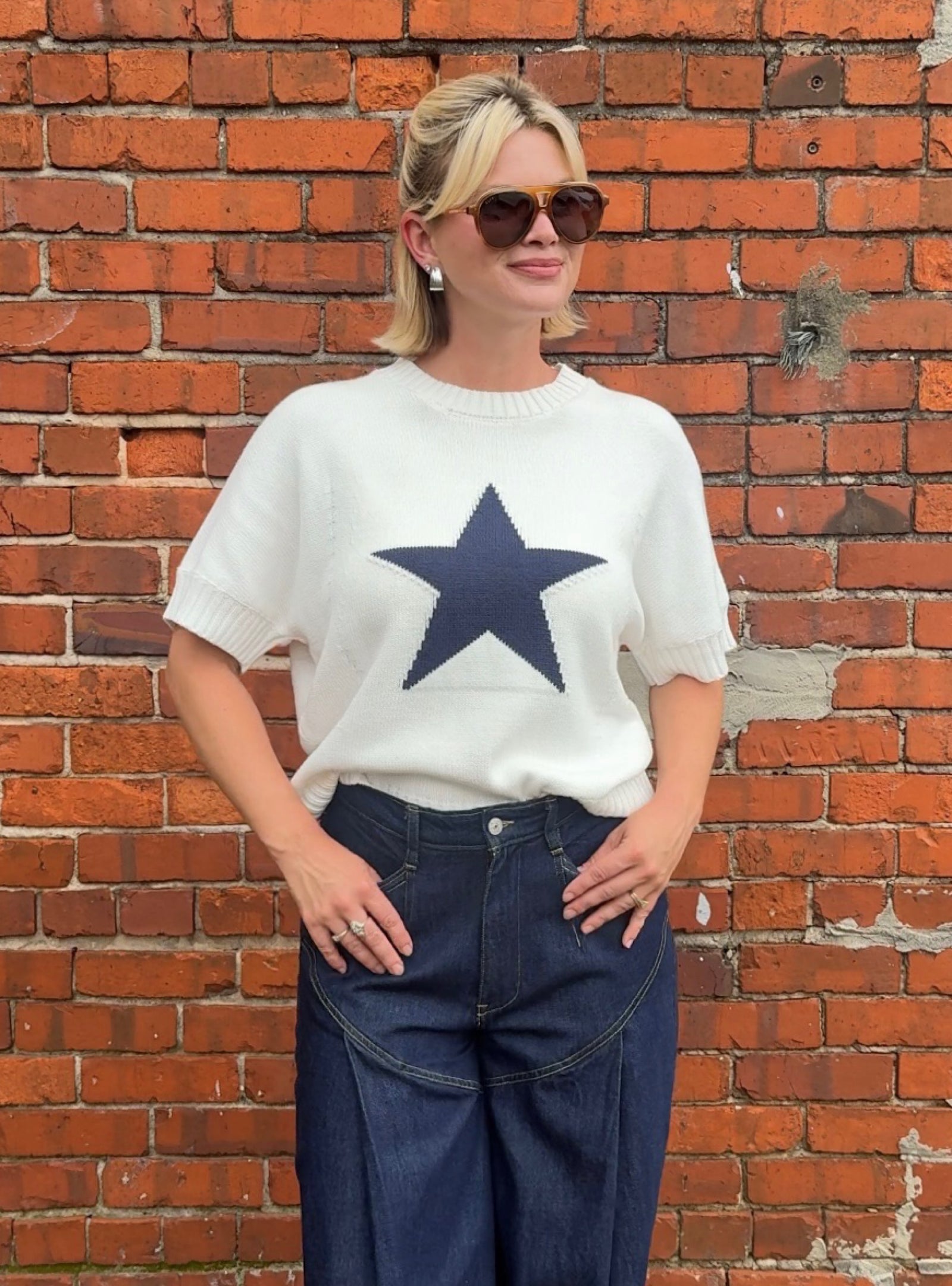 Shine Bright Star Short Sleeve Sweater