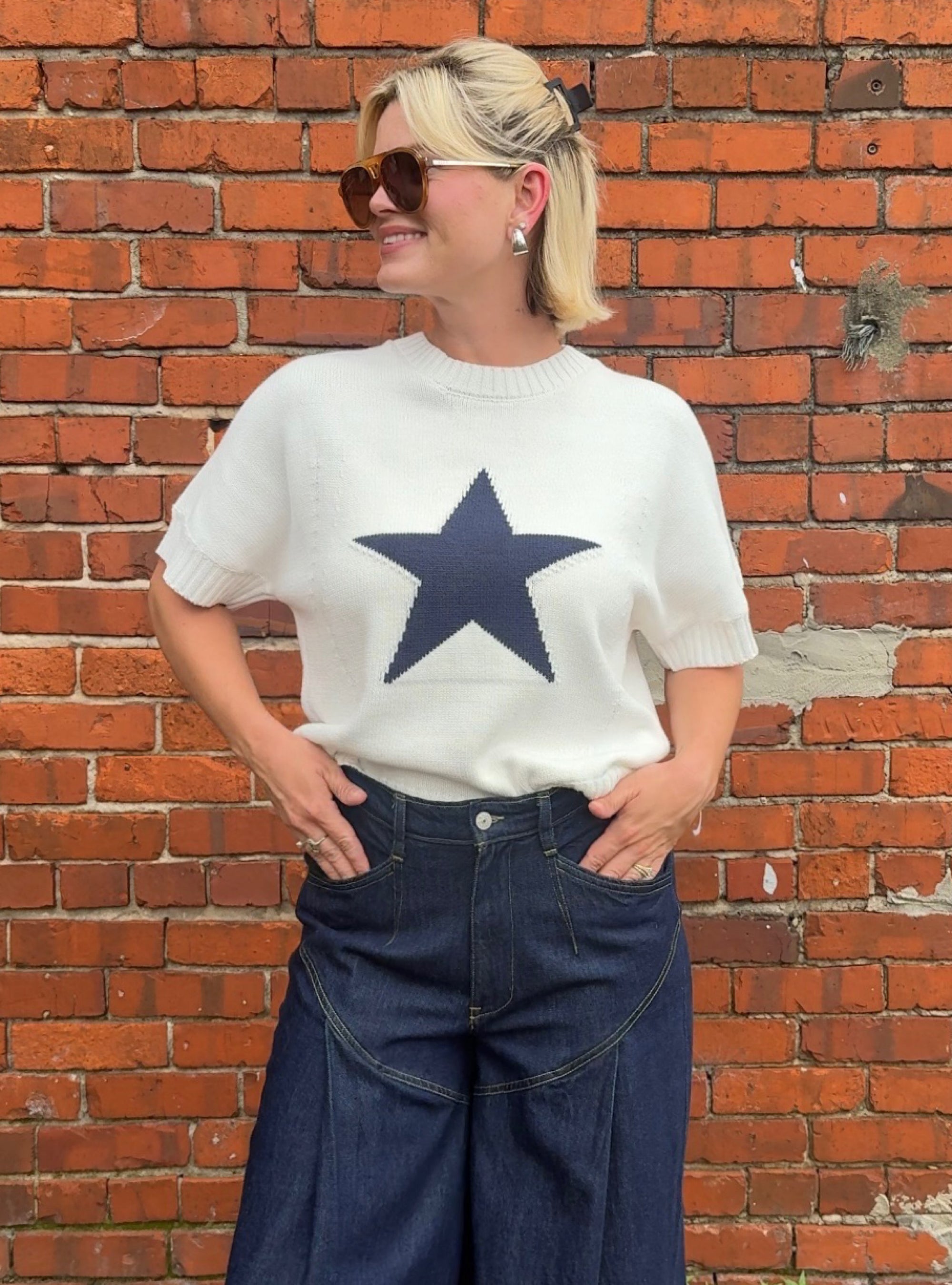 Shine Bright Star Short Sleeve Sweater