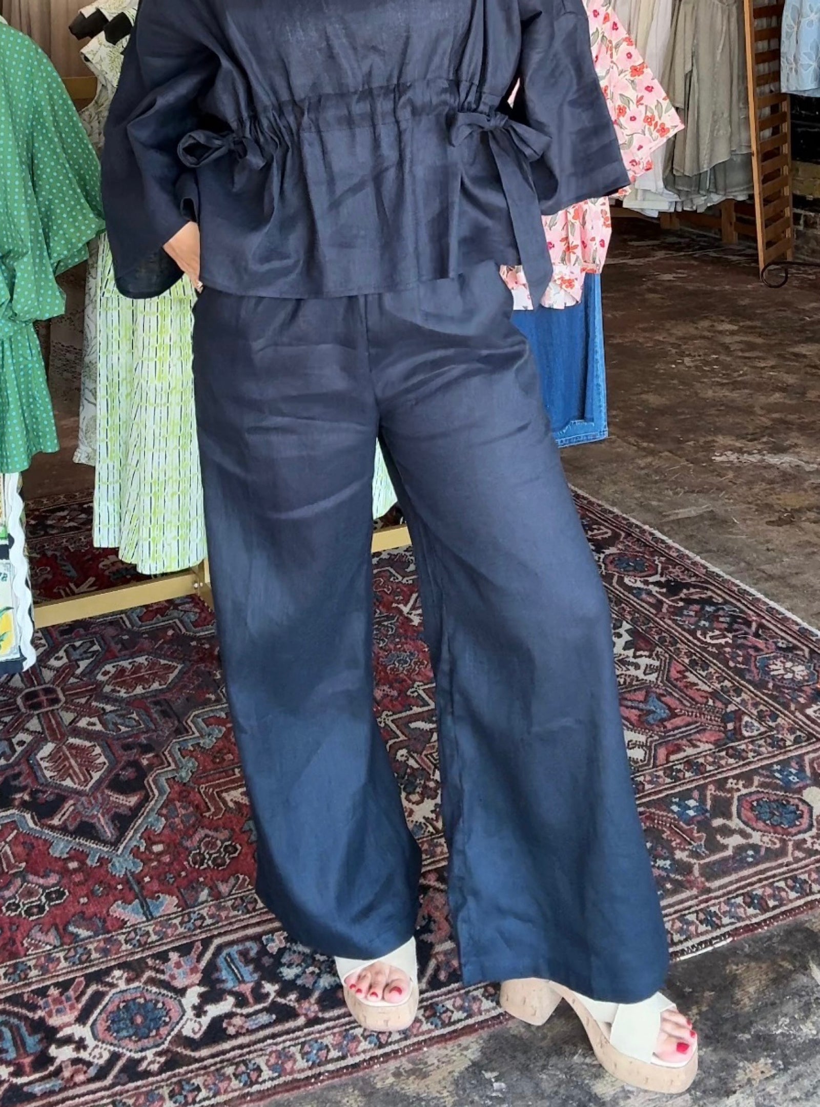 Navy Coast Linen Pant