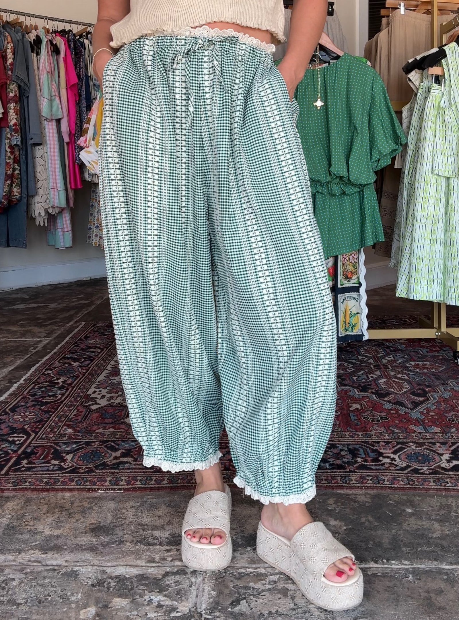 Green Acres Gingham Pants