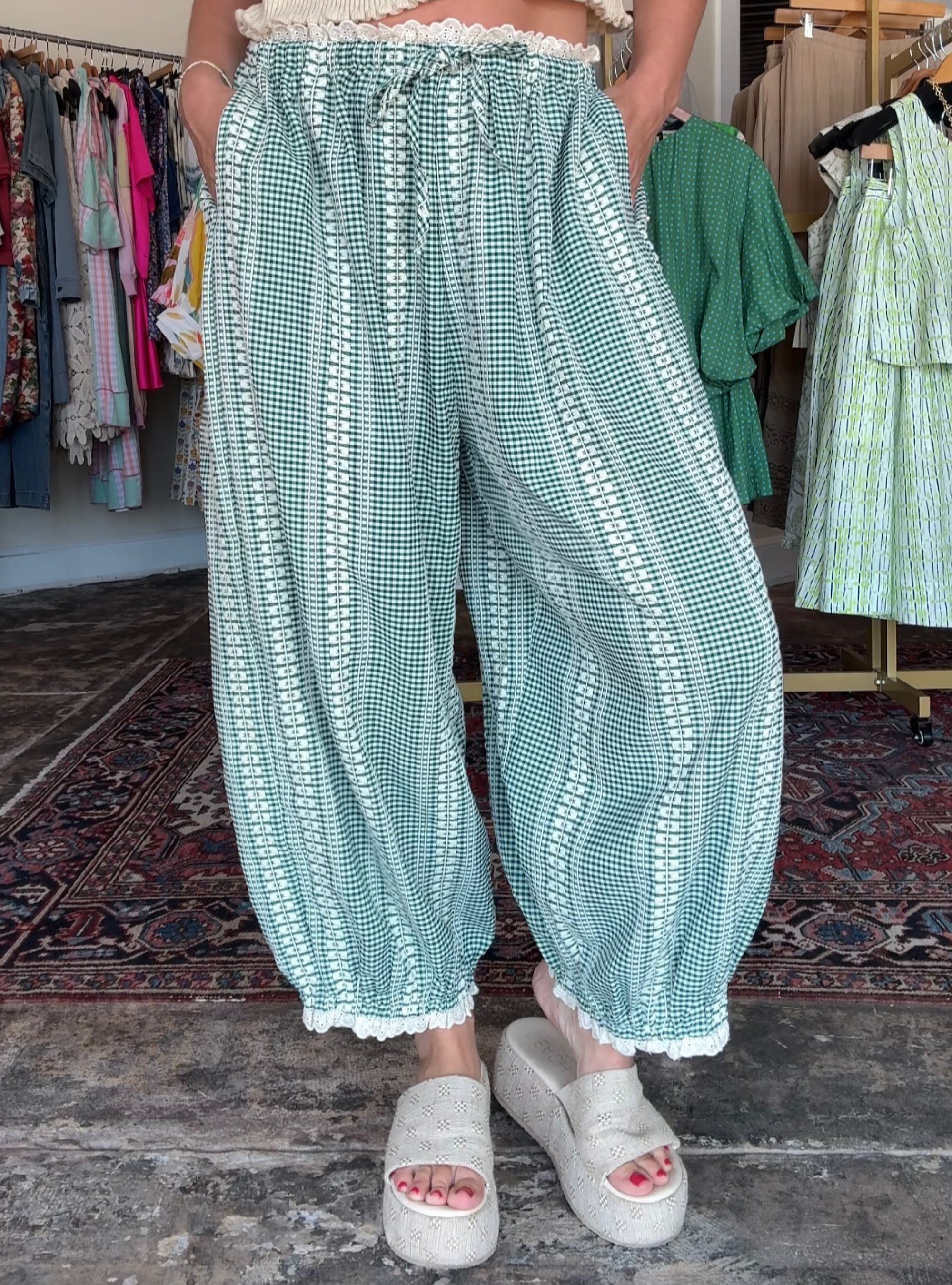 Green Acres Gingham Pants