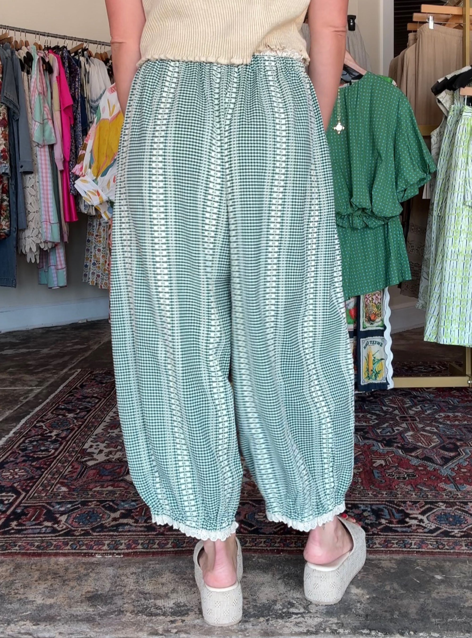 Green Acres Gingham Pants