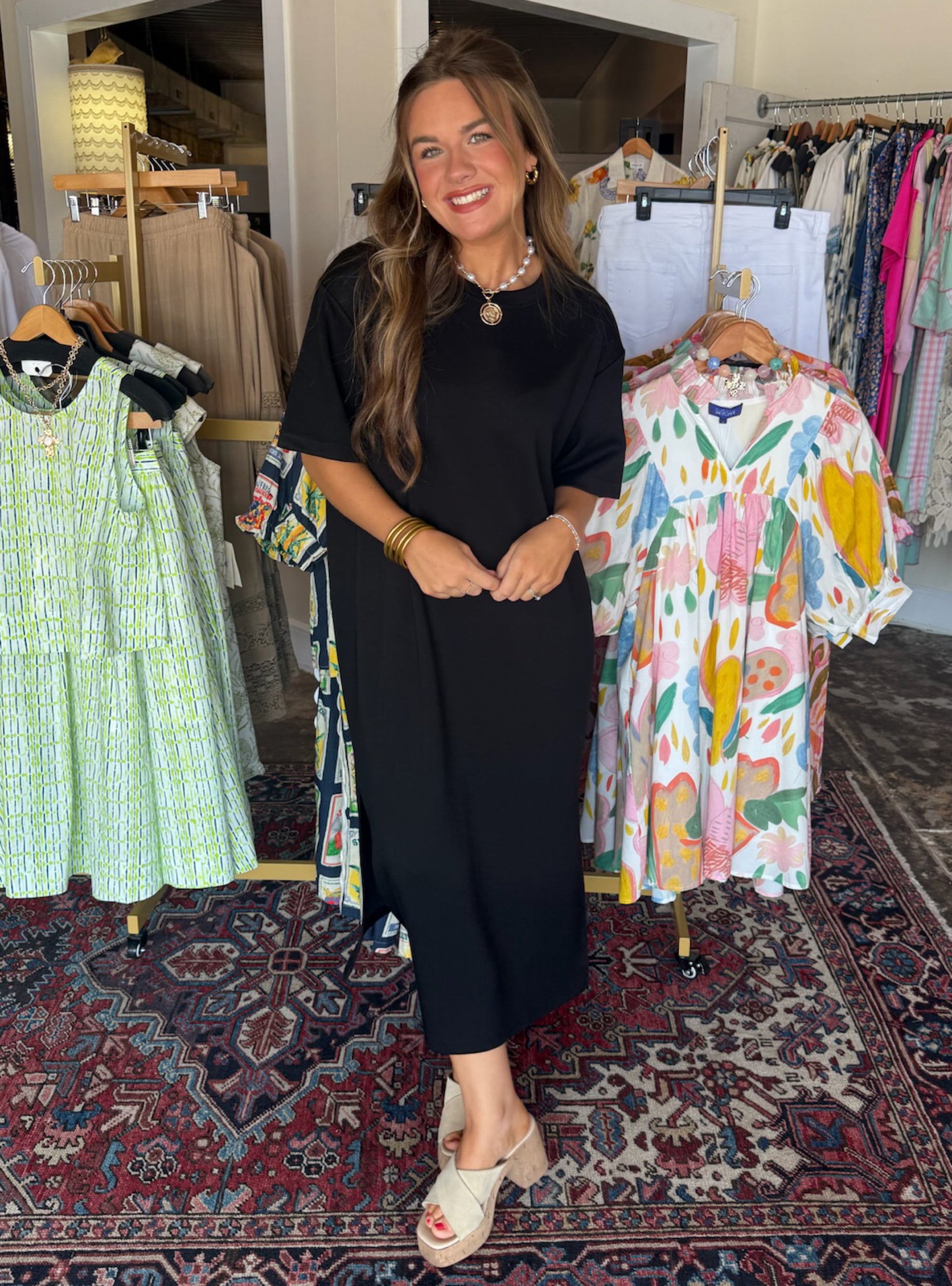 Living In Comfort Black Midi Dress