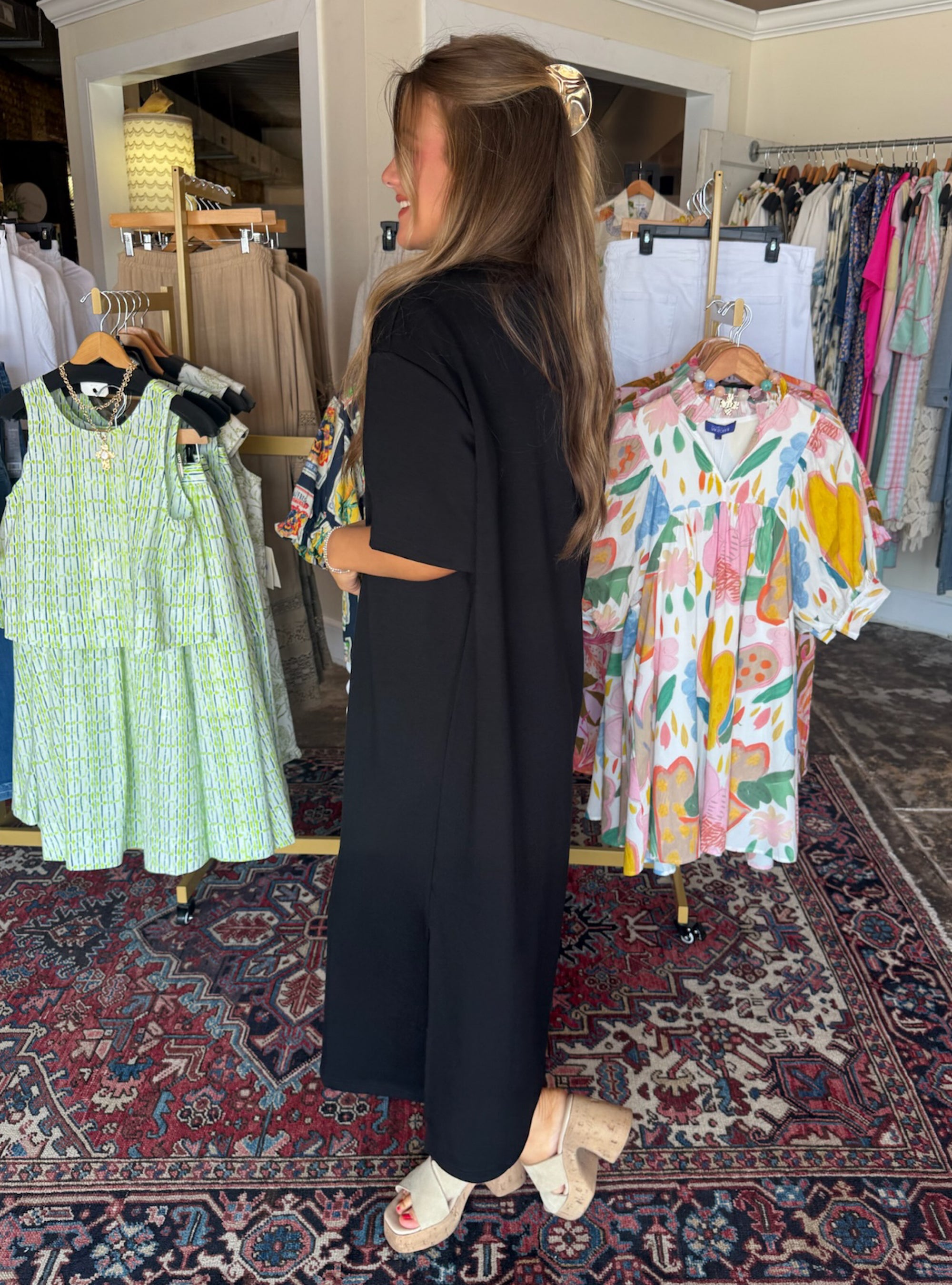 Living In Comfort Black Midi Dress