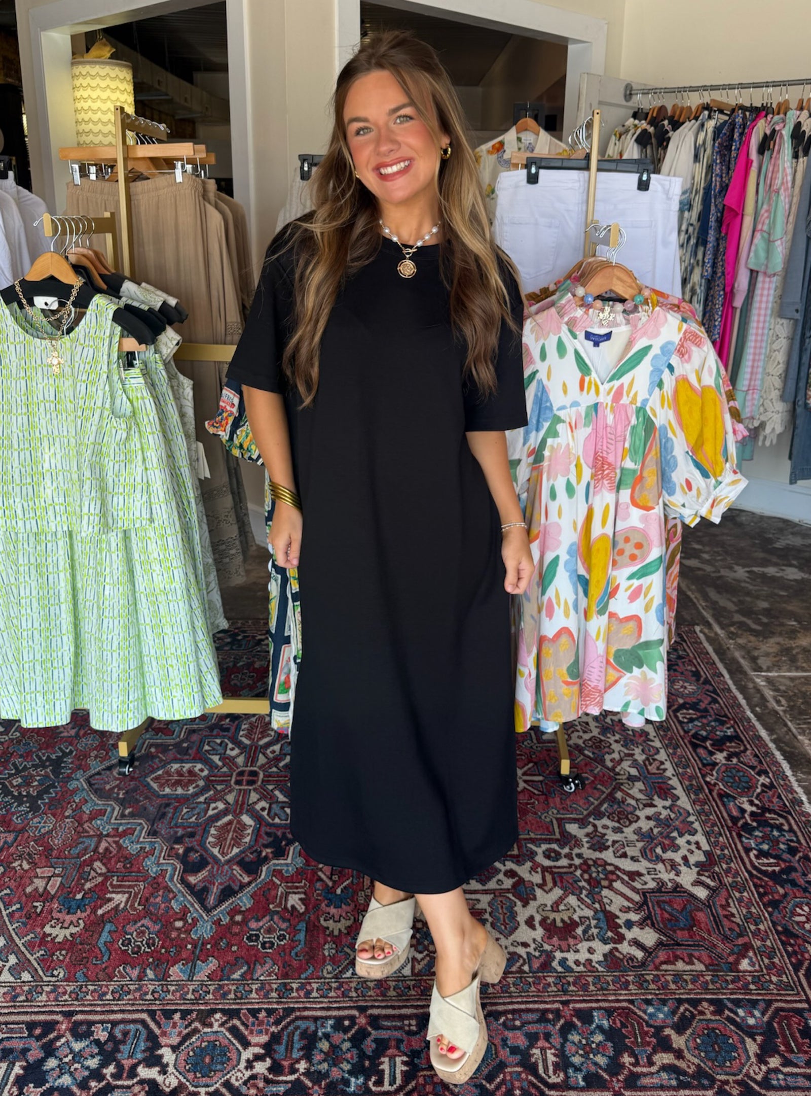 Living In Comfort Black Midi Dress